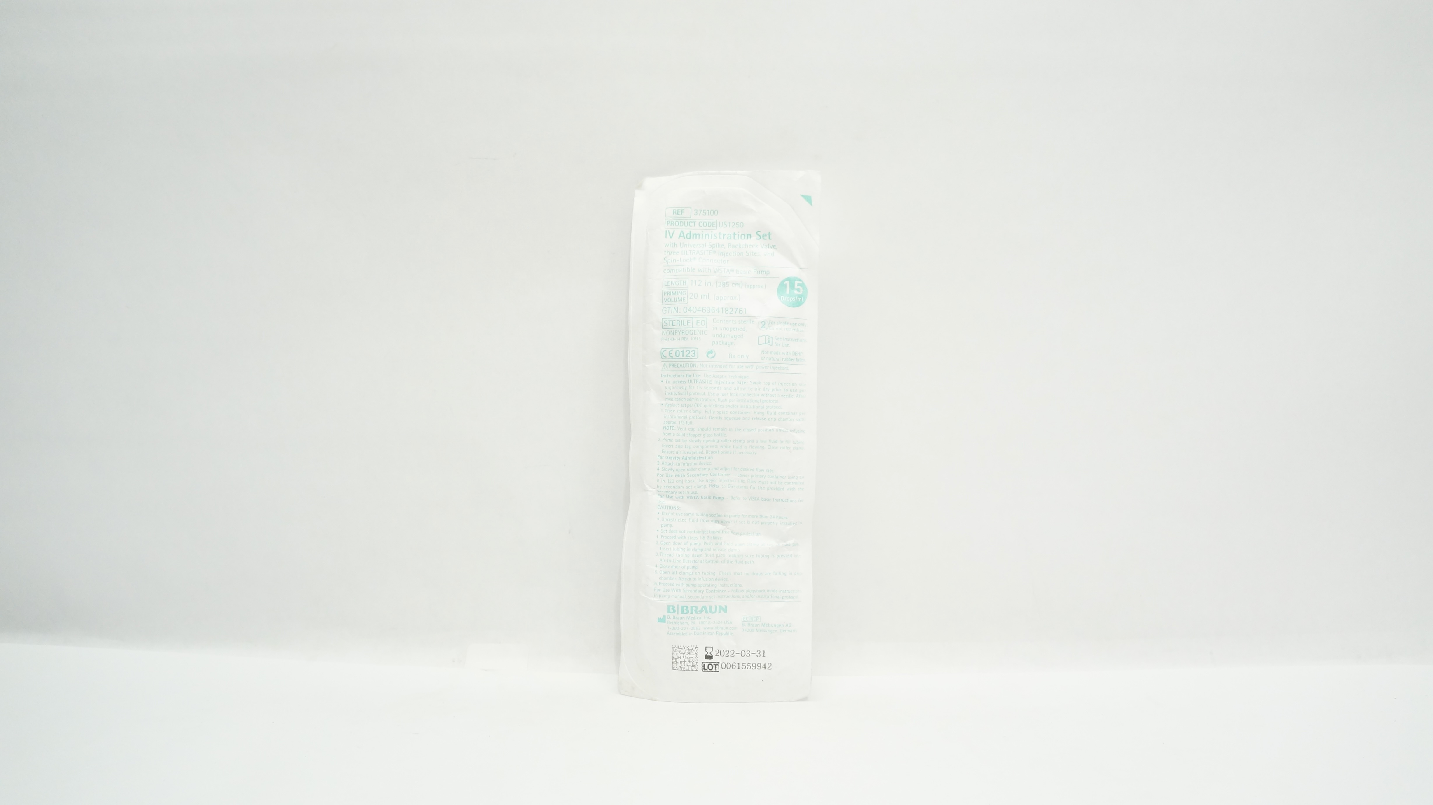 B. Braun 375100 IV Administration Set 112inch x 20mL 15 drops/mL (x)