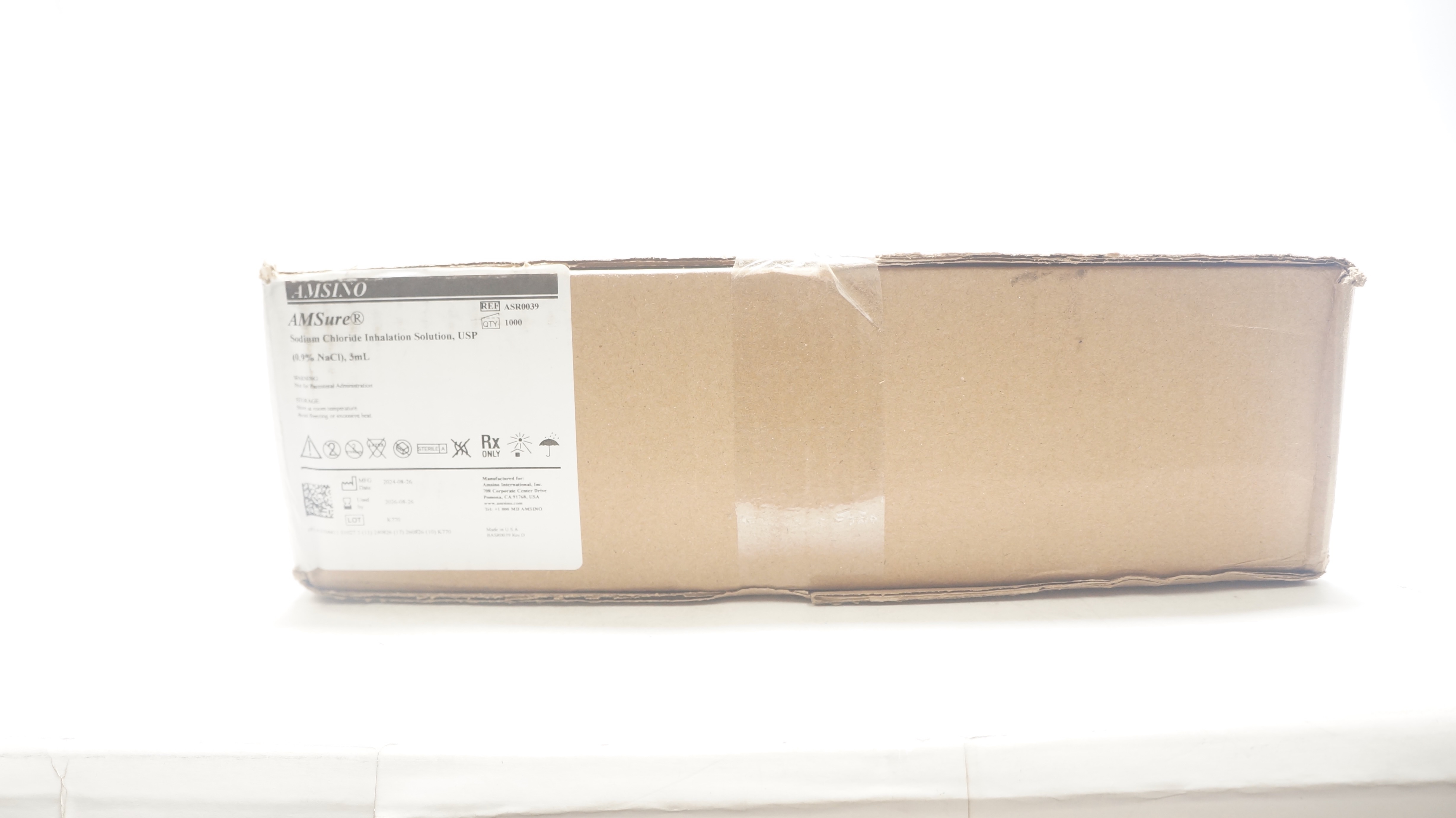 Amsino ASR0039 AMSure NaCl Inhalation Solution, USP 3mL - Box of 1000