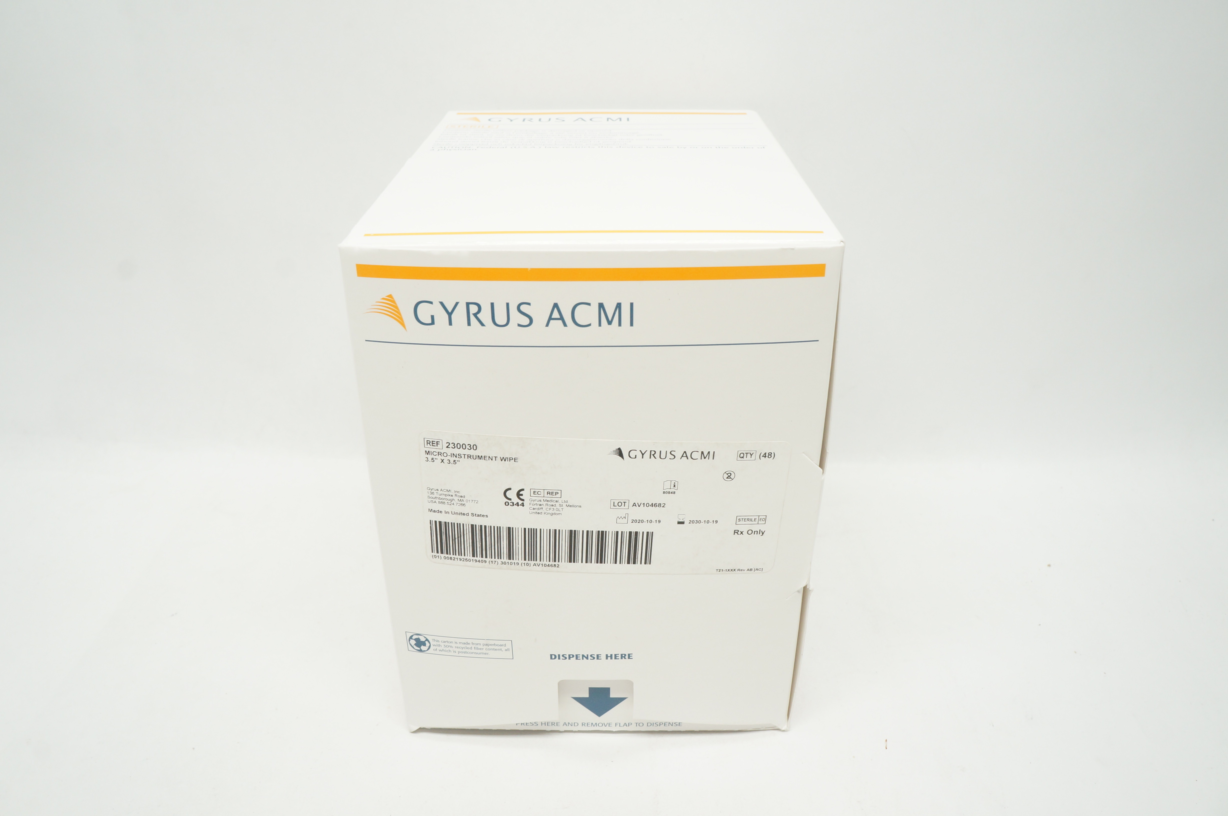 Gyrus ACMI 230030 Micro-Instrument Wipe 3.5inch x 3.5inch - Box of 48