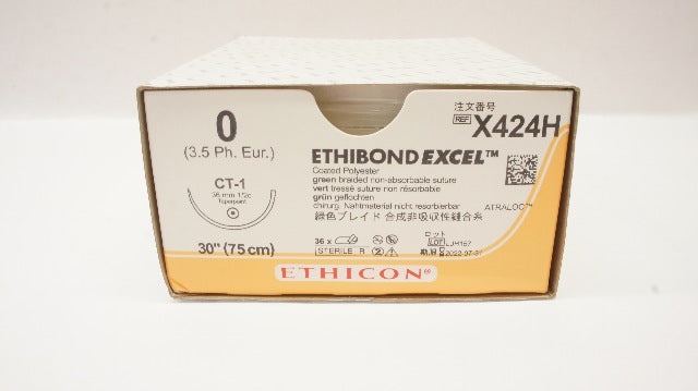 Ethicon X424H 0 ETHIBOND EXCEL CT-1 36mm 1/2c Taper 30inch - Box of 33 (x)