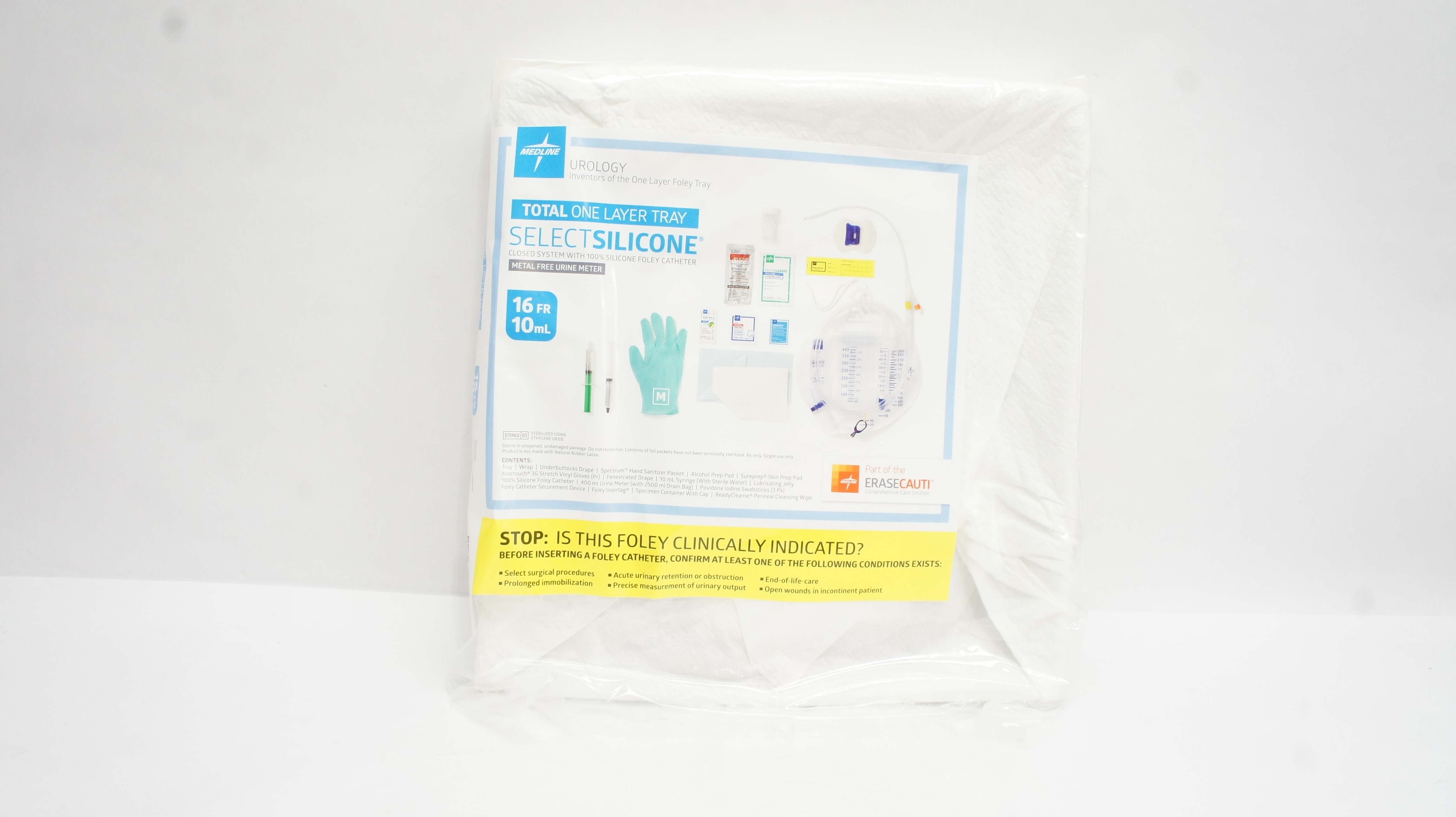 Medline URO170816SQ Urology Total One Layer Tray 16Fr, 10ml,Size M