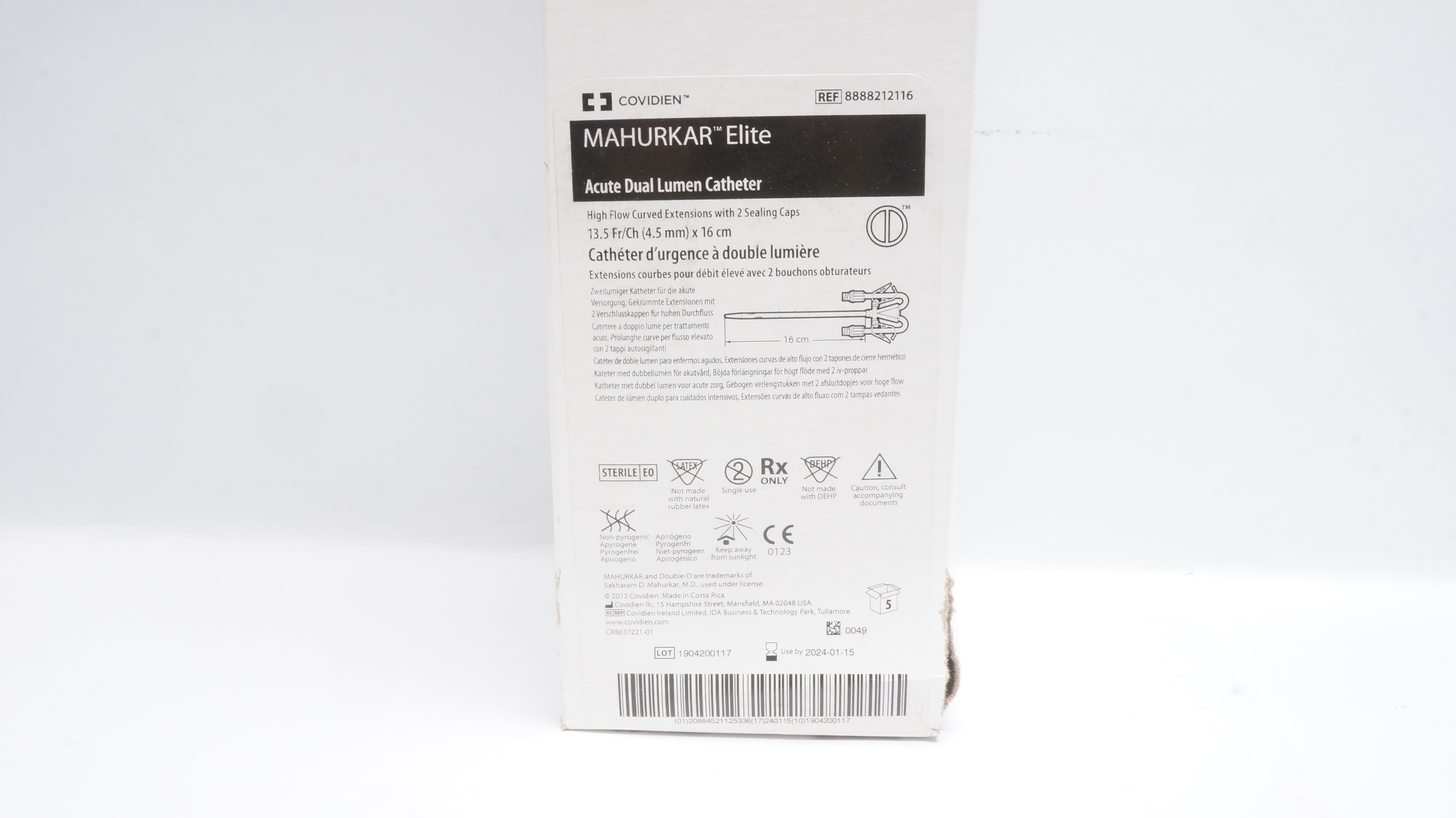 Covidien 8888212116 Mahurkar Dual Lumen Cath. 13.5Fr/Ch x 16cm (x) - Box of 5
