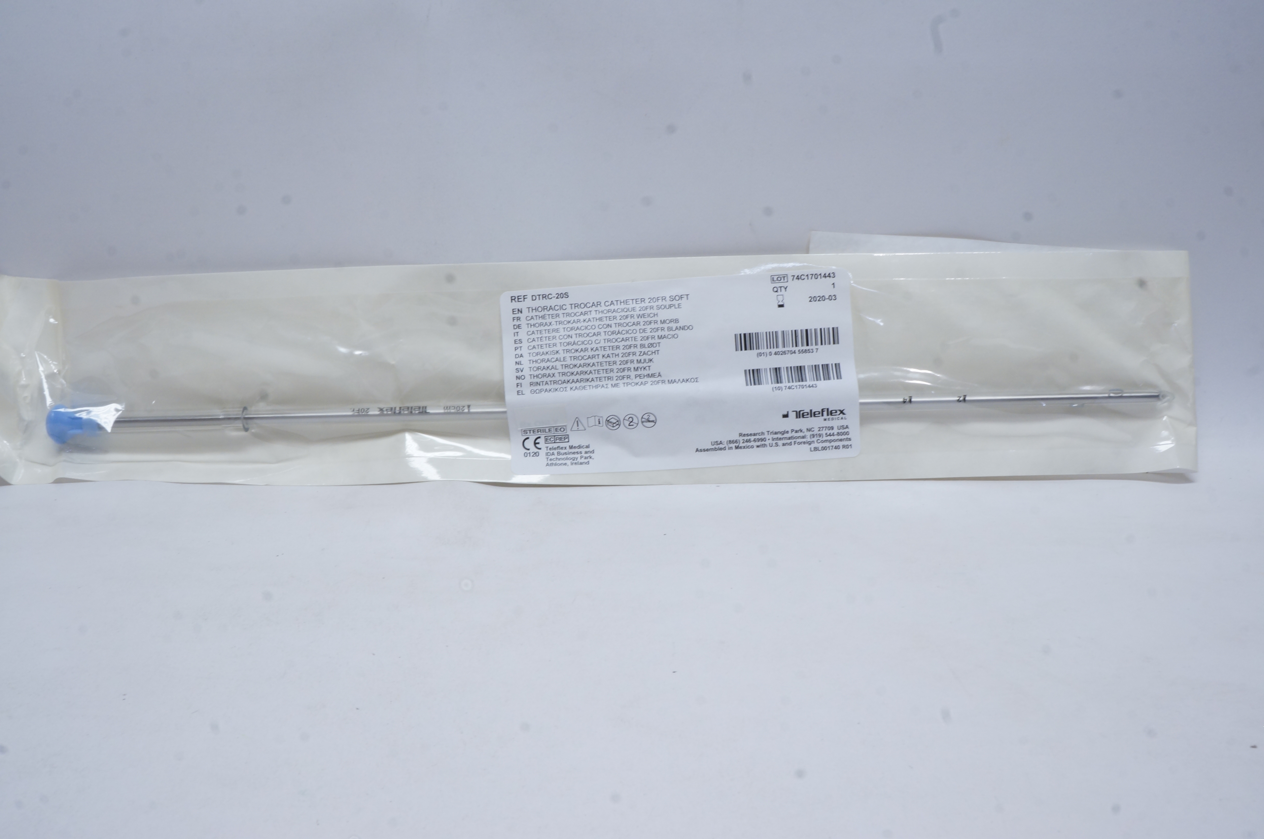 Teleflex DTRC-20S Thoracic Trocar Cath. 20Fr. Soft (x)