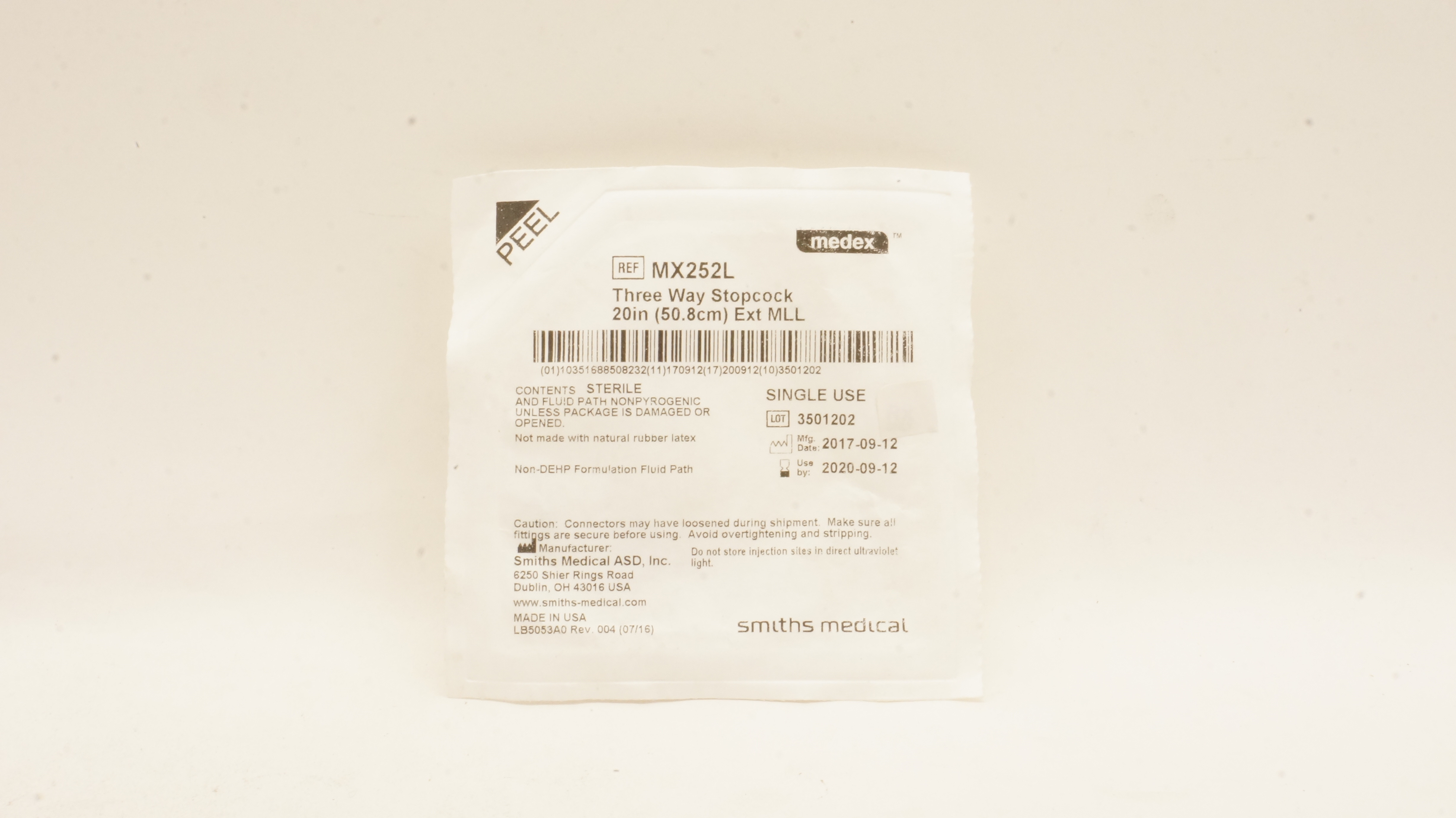 Smiths Medical MX252L Three Way Stopcock 20inch Ext MLL (x)