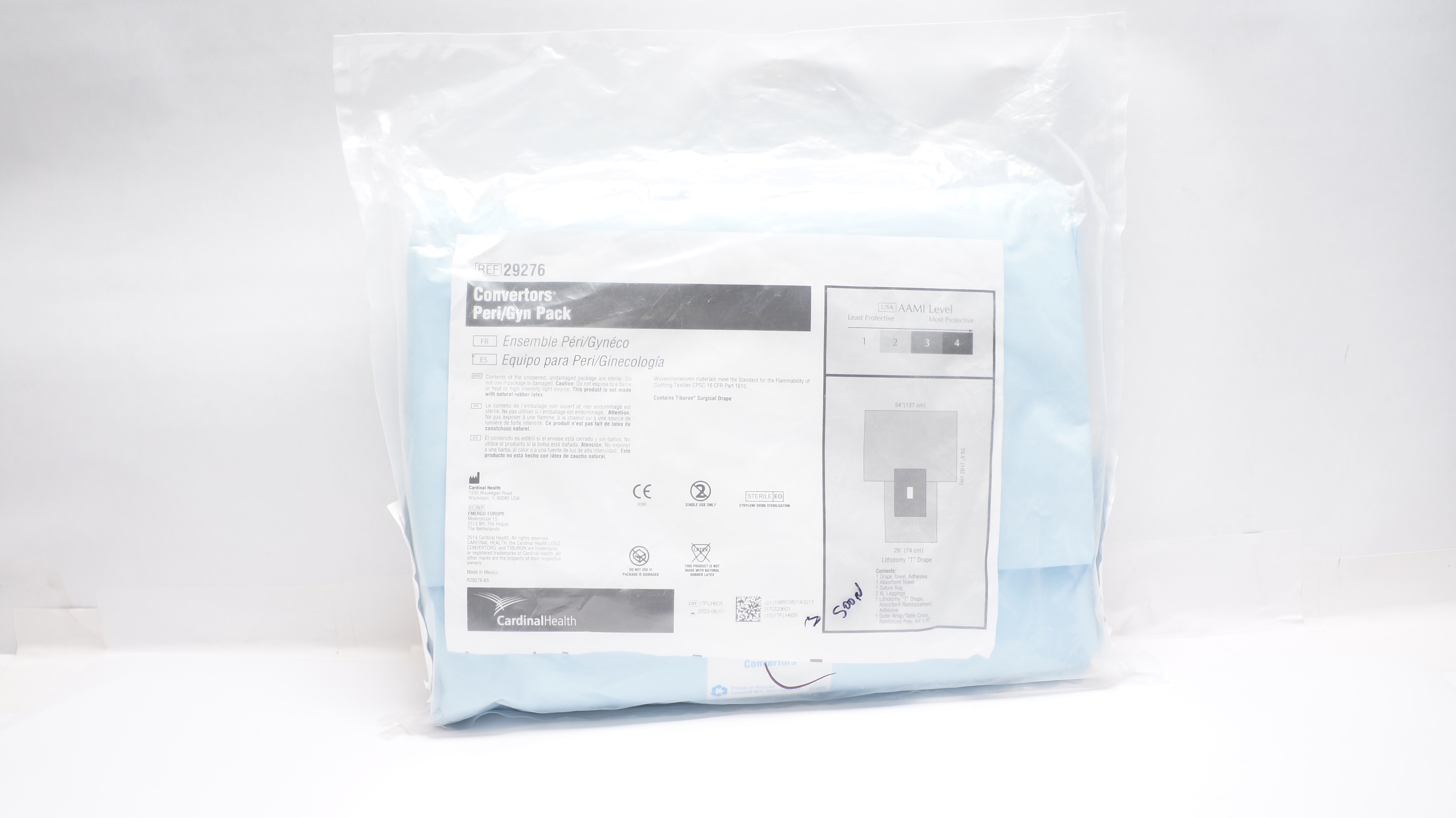 Cardinal Health 29276 Convertors Peri-Gyn Pack AAMI Level 54 x 75.5 x 29inch (x)