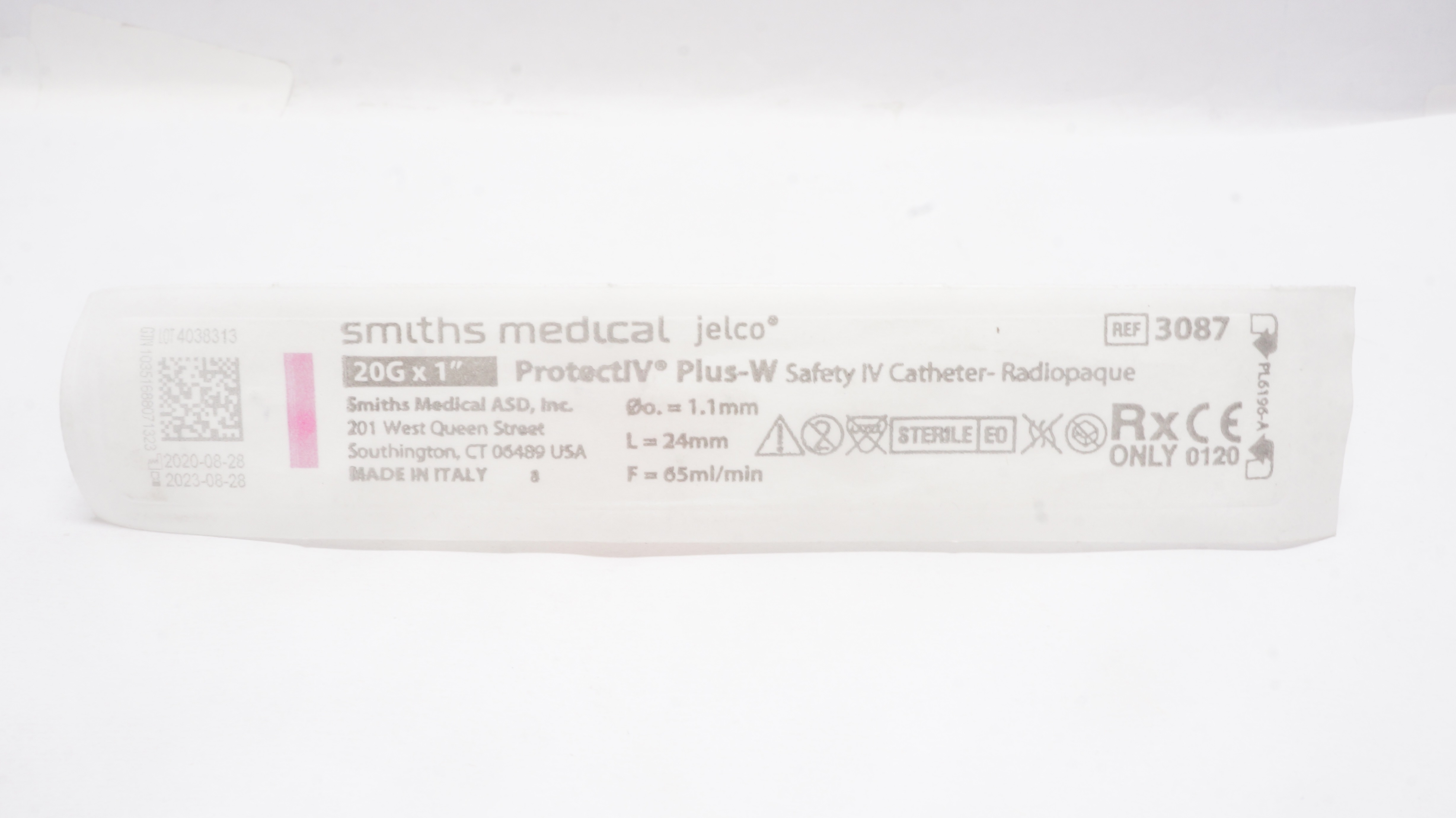 Smiths Medical 3087 ProtectIV Plus-W Safety IV Caths. 20G x 1inch (x)