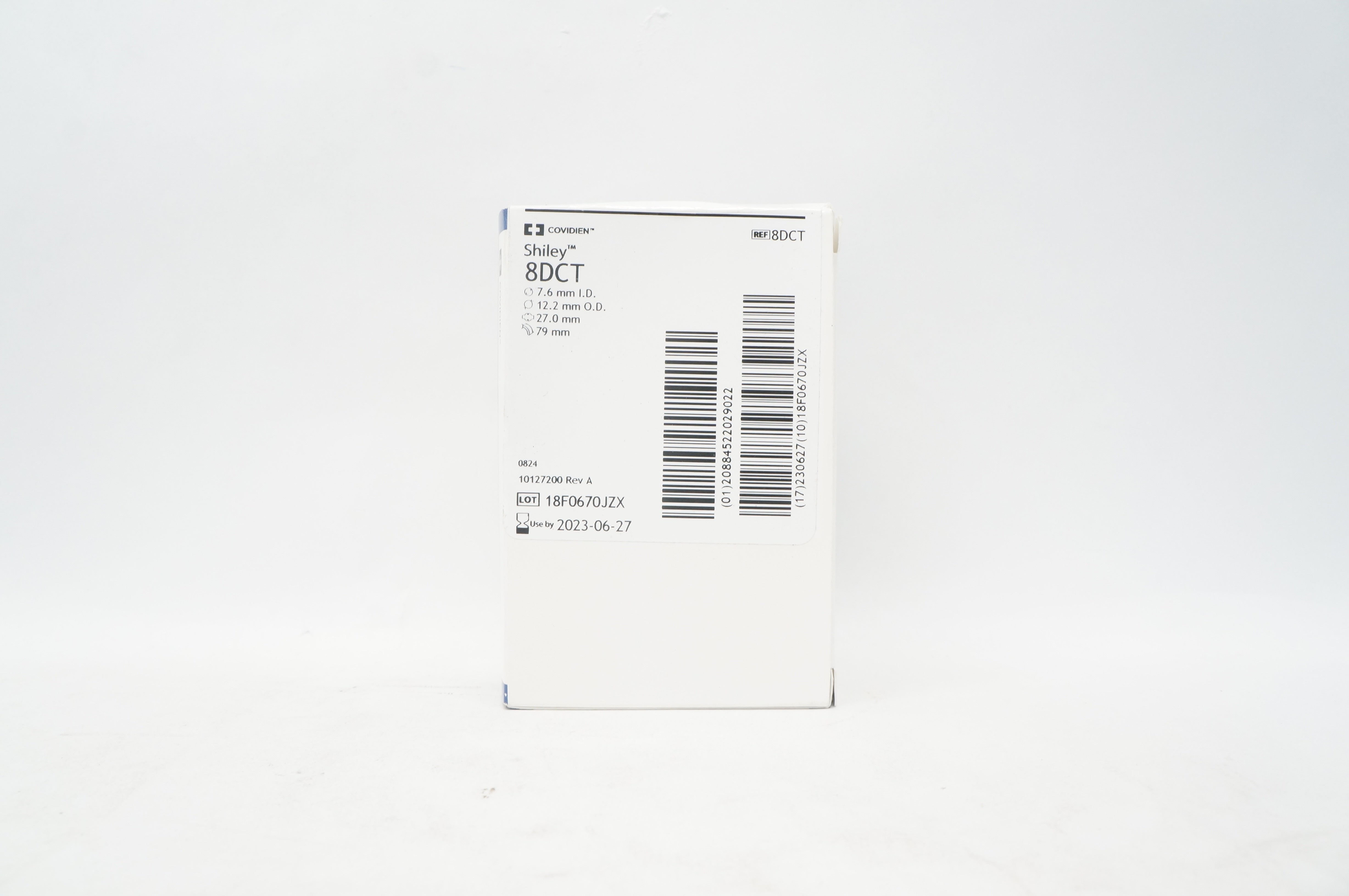 Covidien 8DCT Shiley Tracheostomy Tube Cuffed 7.6ID x 12.2OD x 27.0 x 79mm
