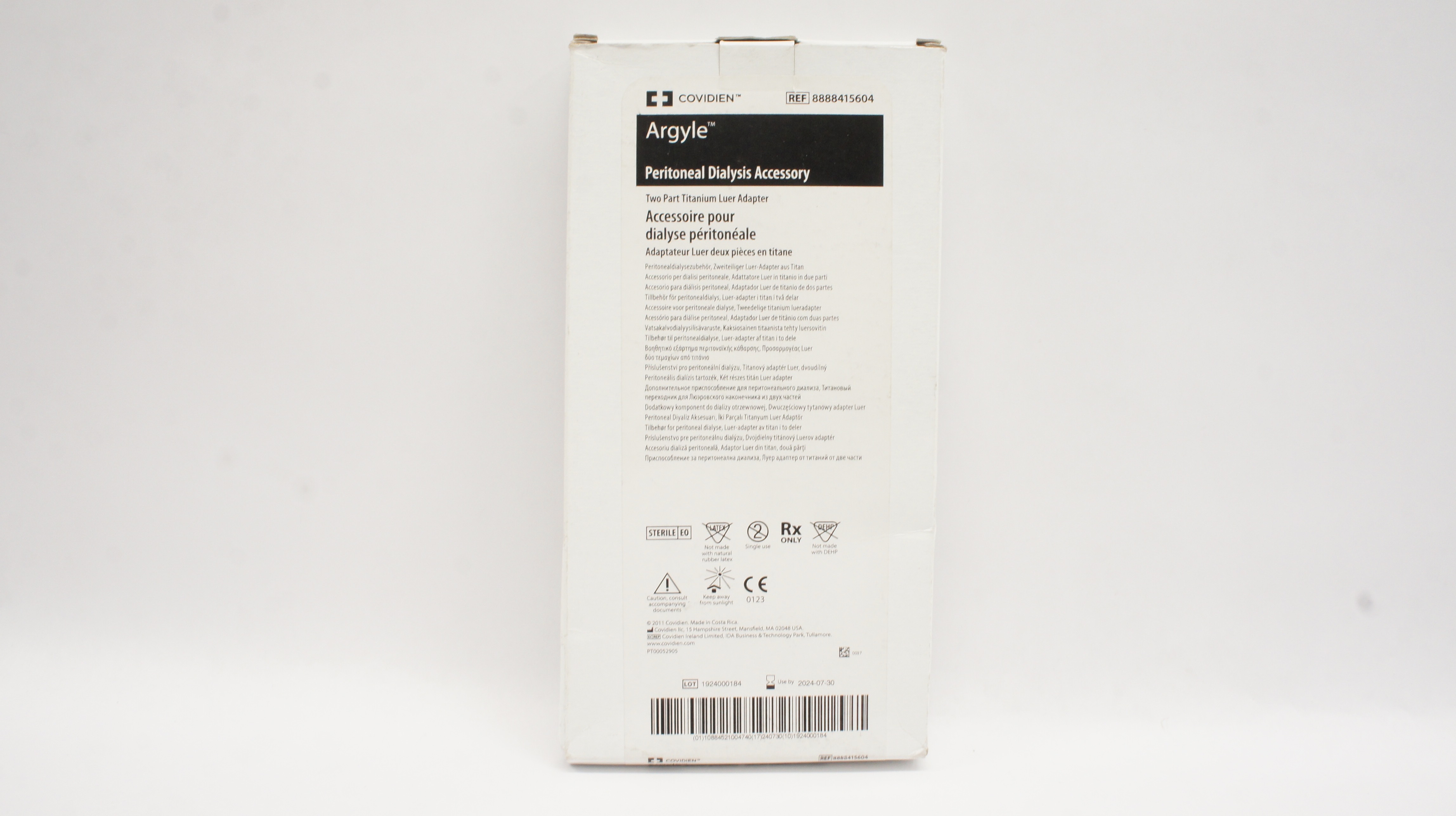 Covidien 8888415604 Argyle Peritoneal Dialysis Accessory Two Part Titanium Luer