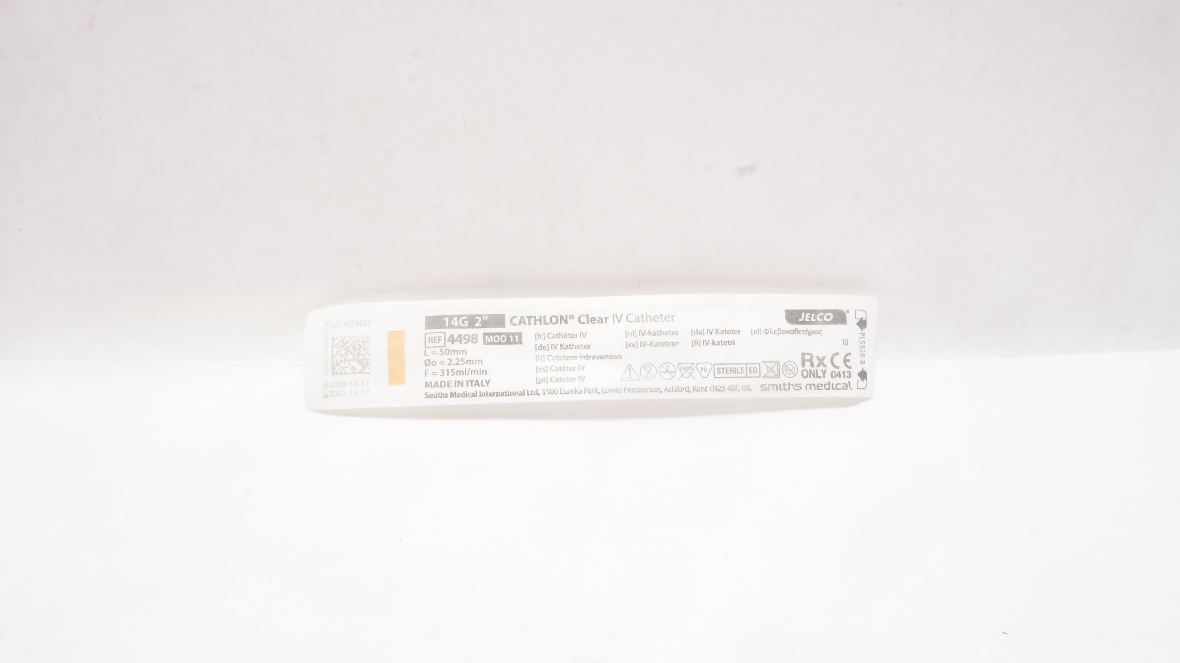 Smiths Medical 4498 Jelco Cathlon Clear IV Cath. 14G x 2inch (x)