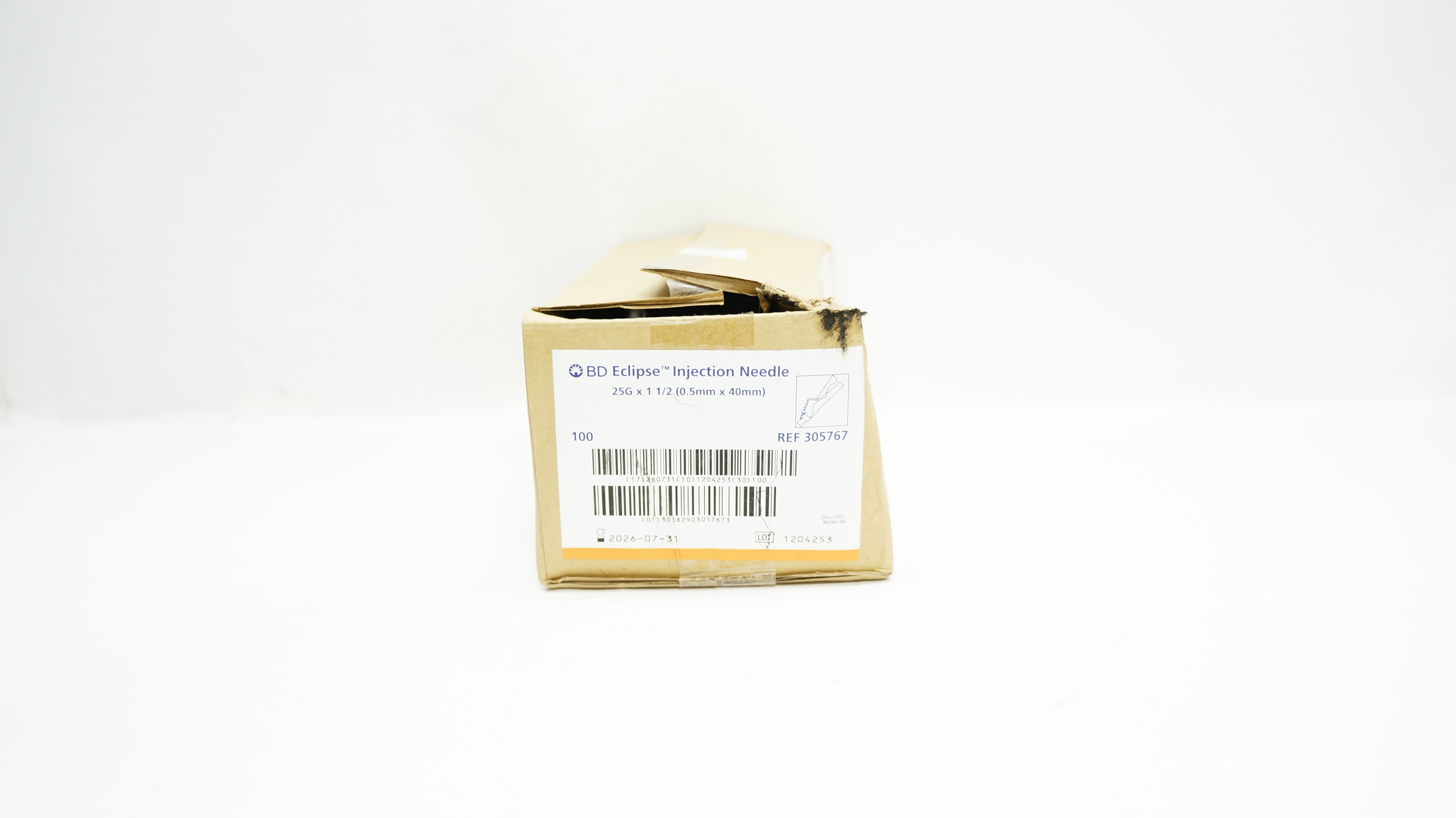 BD 305767 Eclipse Injection Ndle 25G x 1-1/2inch - Box of 34