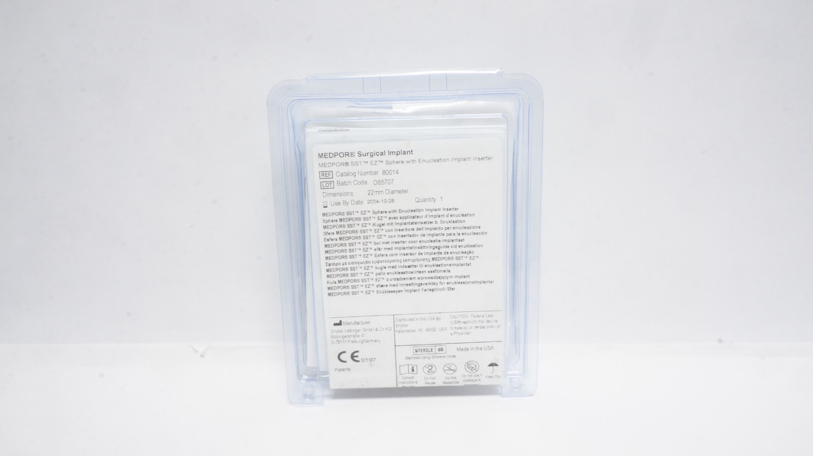 Stryker MEDPOR 80014 SST EZ Sphere 22mm Surgical Implant