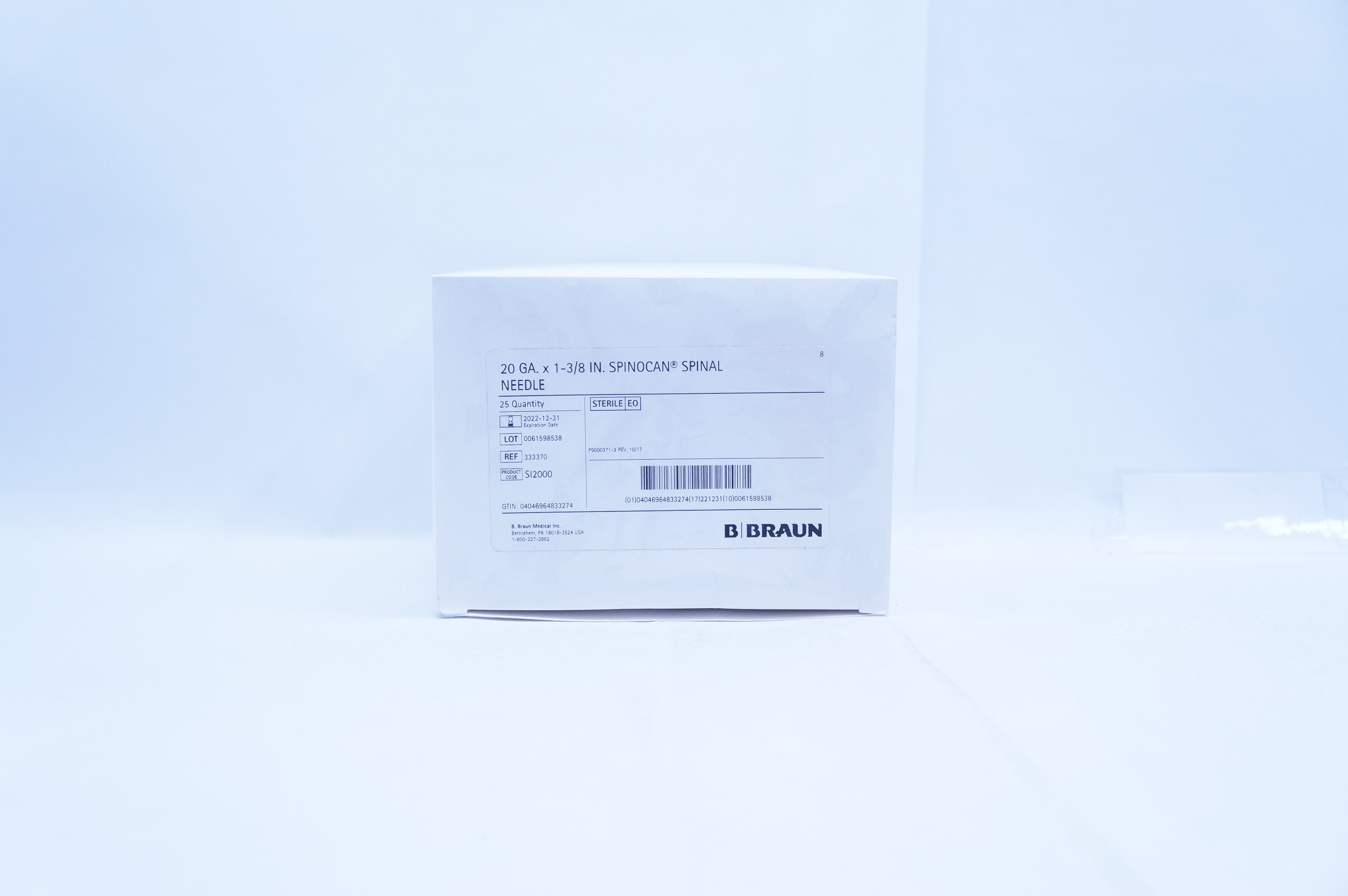 Braun 333370 Spinocan Spinal Ndle 20Ga x 1-3/8inch - Box of 25