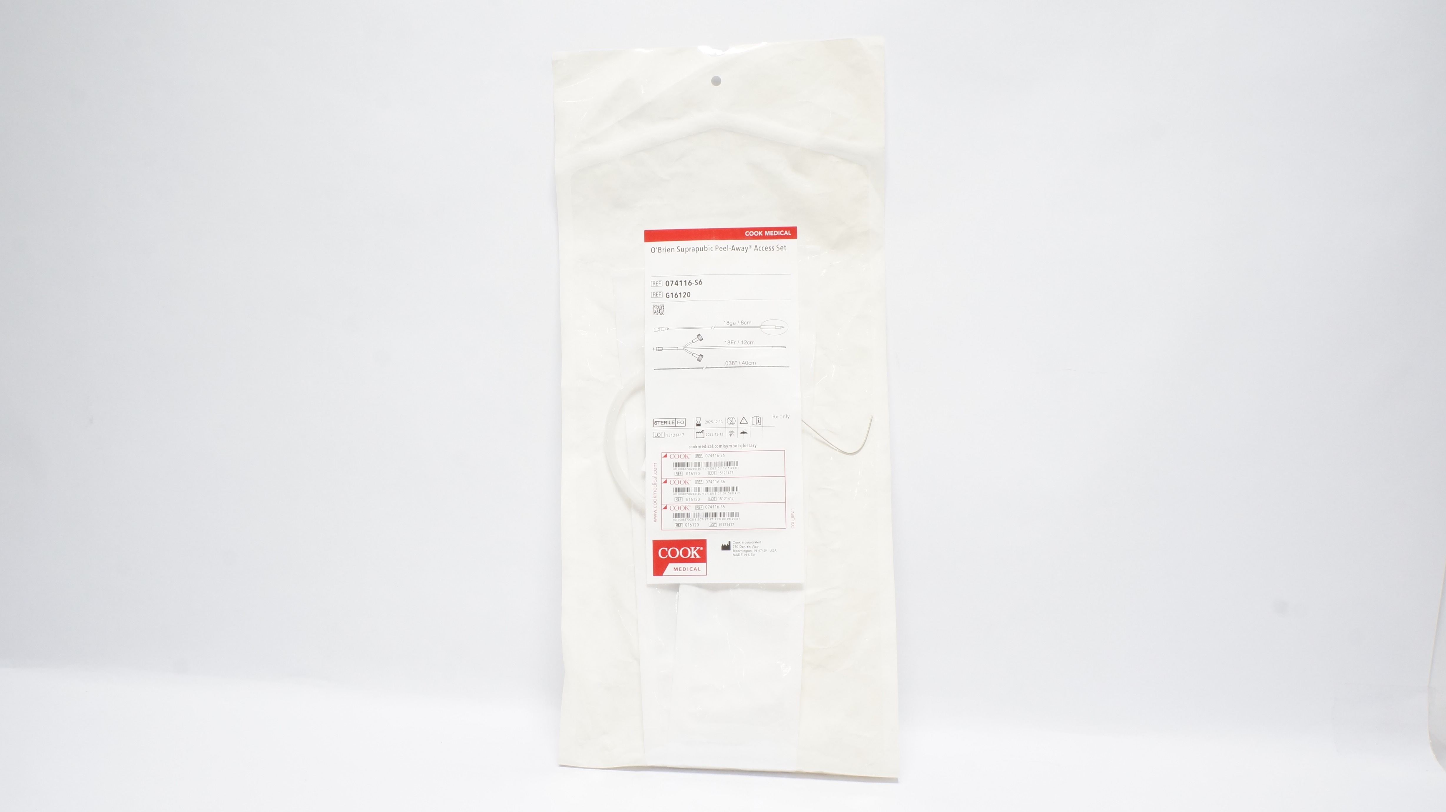 Cook Medical G16120 O'Brien Suprapubic Peel-Away Access Set 18Fr.