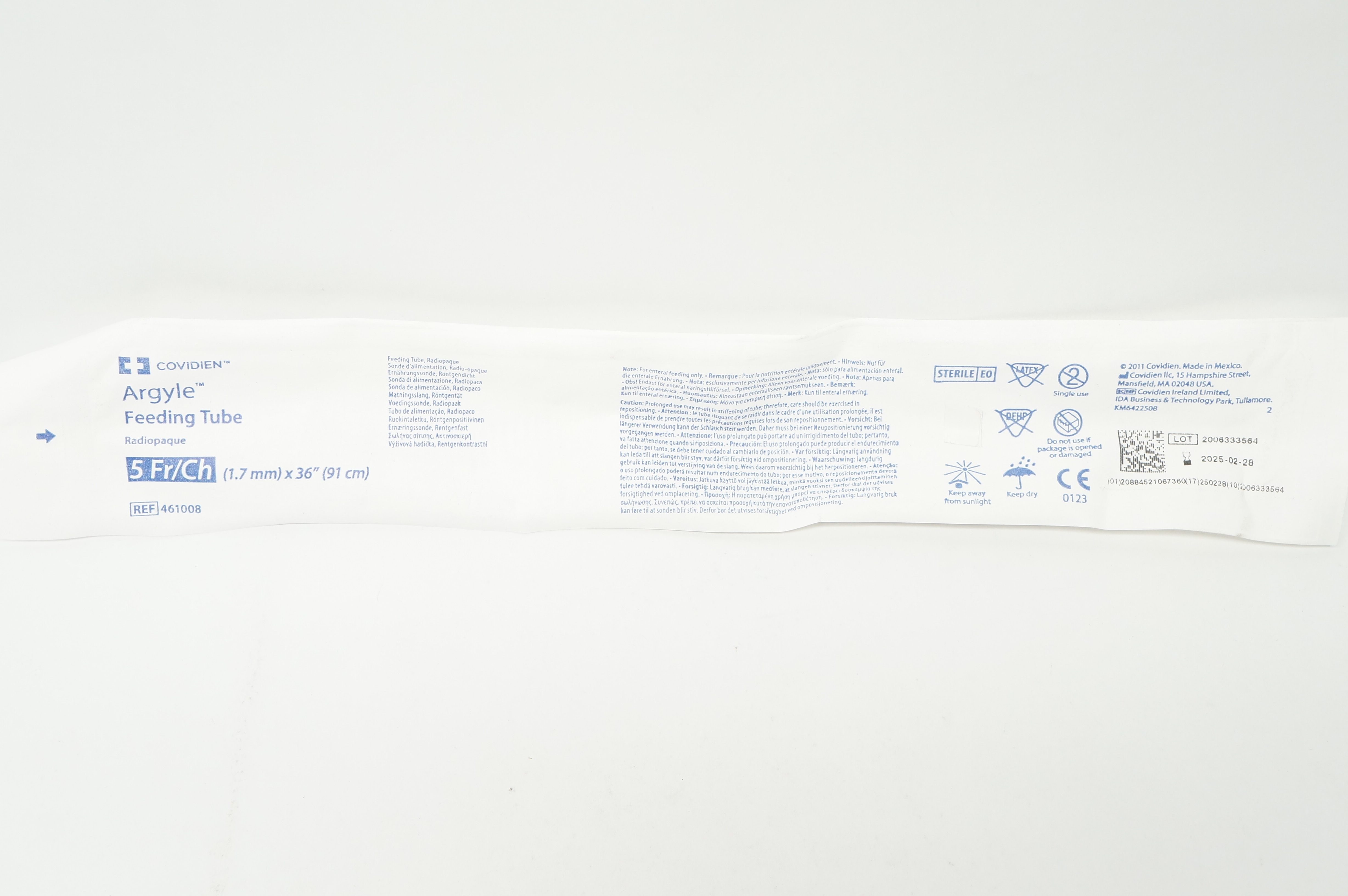 Covidien 461008 Argyle Feeding Tube 5 Fr x 36inch