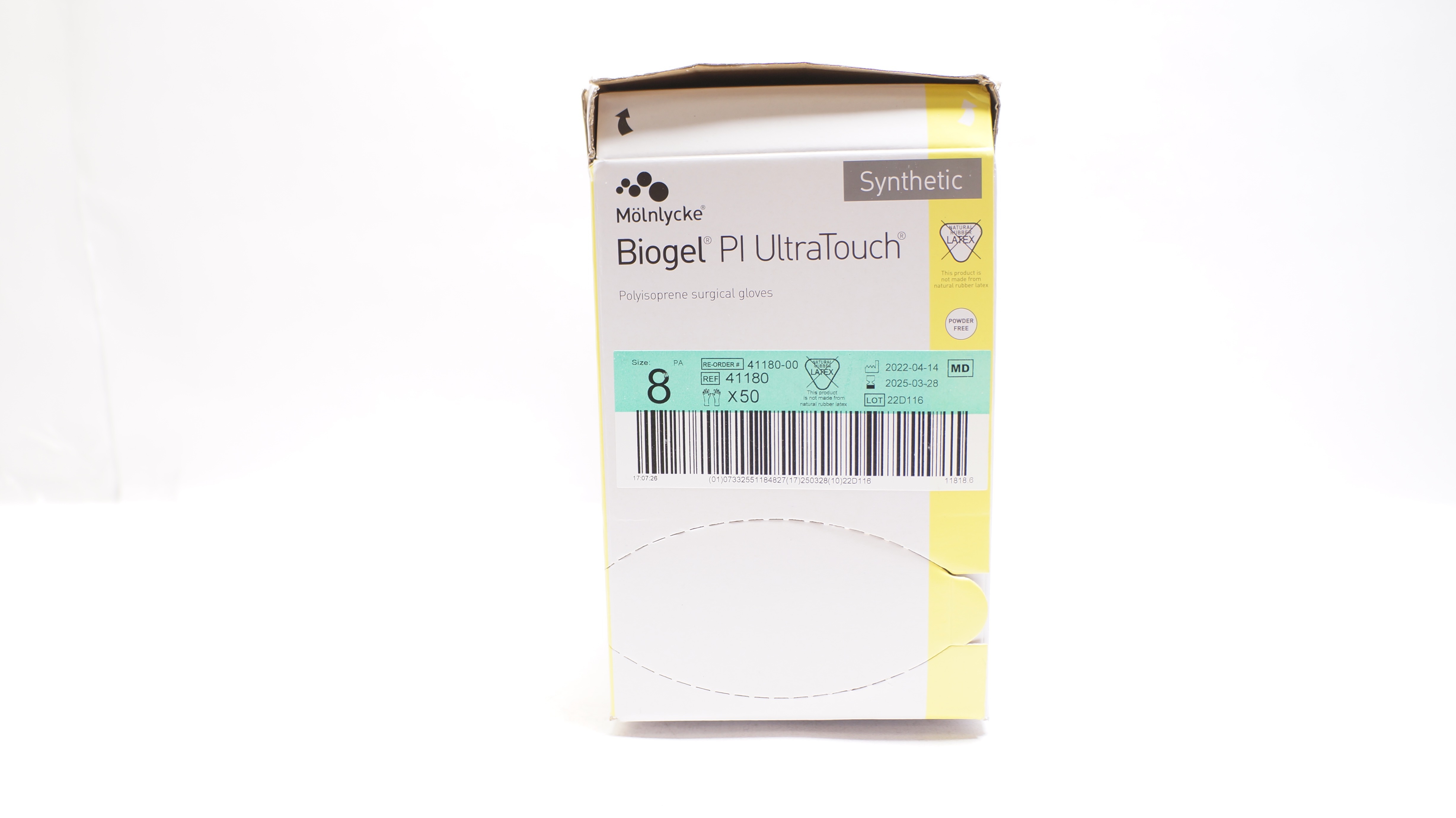 Molnlycke 41180 Biogel Pl UltraTouch Surgical Gloves, Size 8 - Box of 50