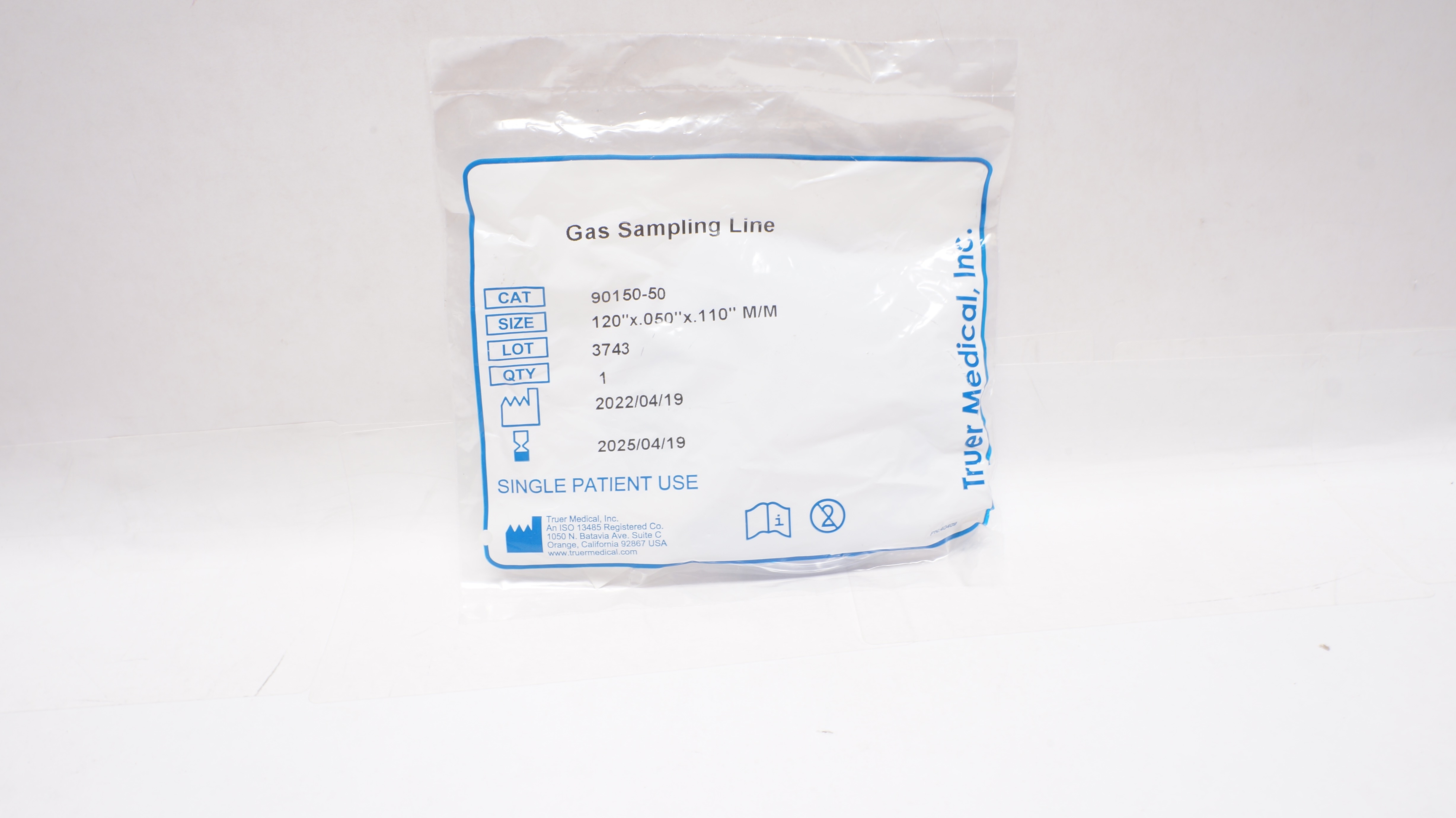 Truer Medical 90150-50 Gas Sampling Line M/M 120inch x 0.50inch x  110inch