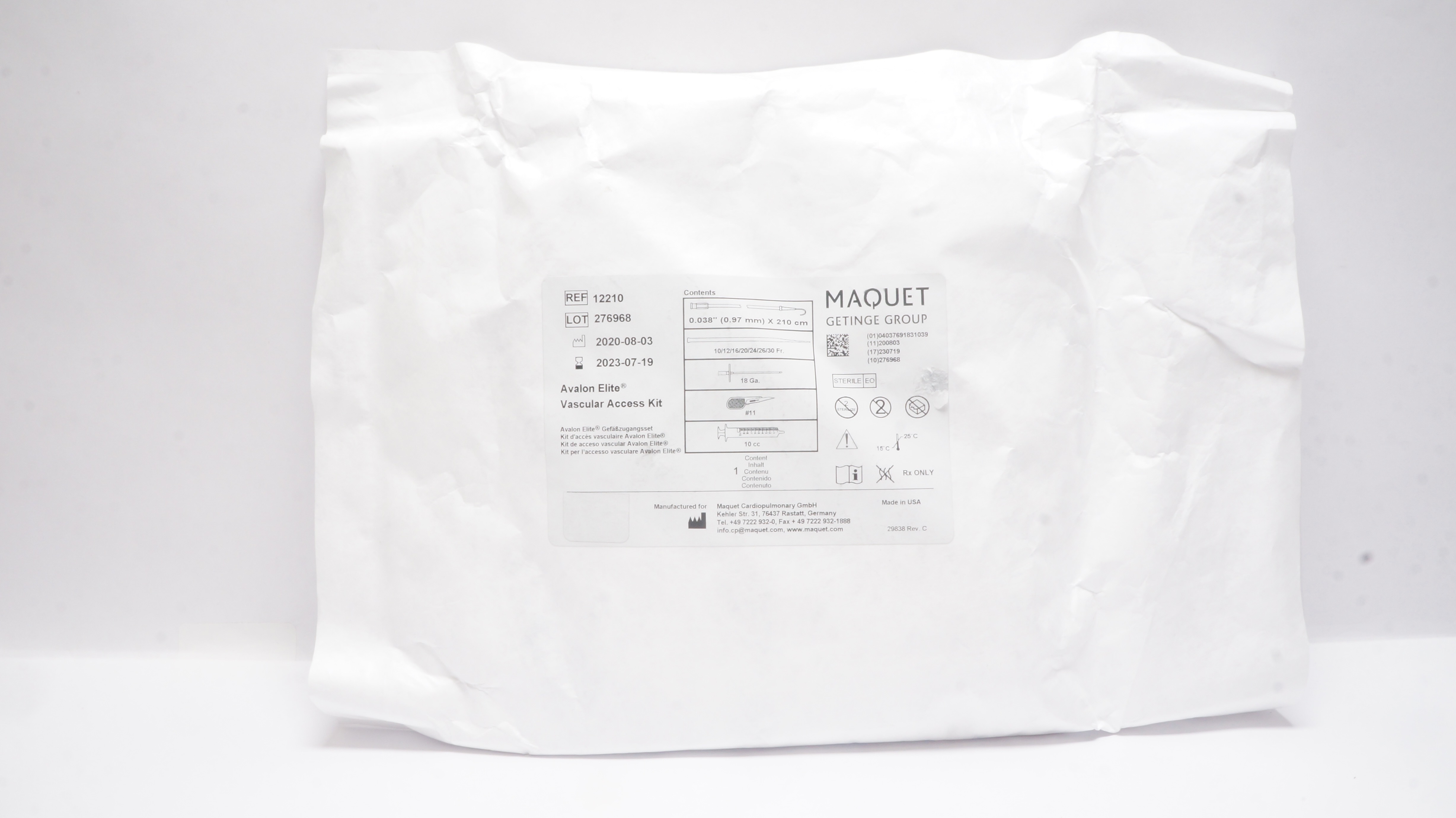 Maquet 12210 Avalon Elite Vascular Access Kit 0.038 inch x 210 cm (x)