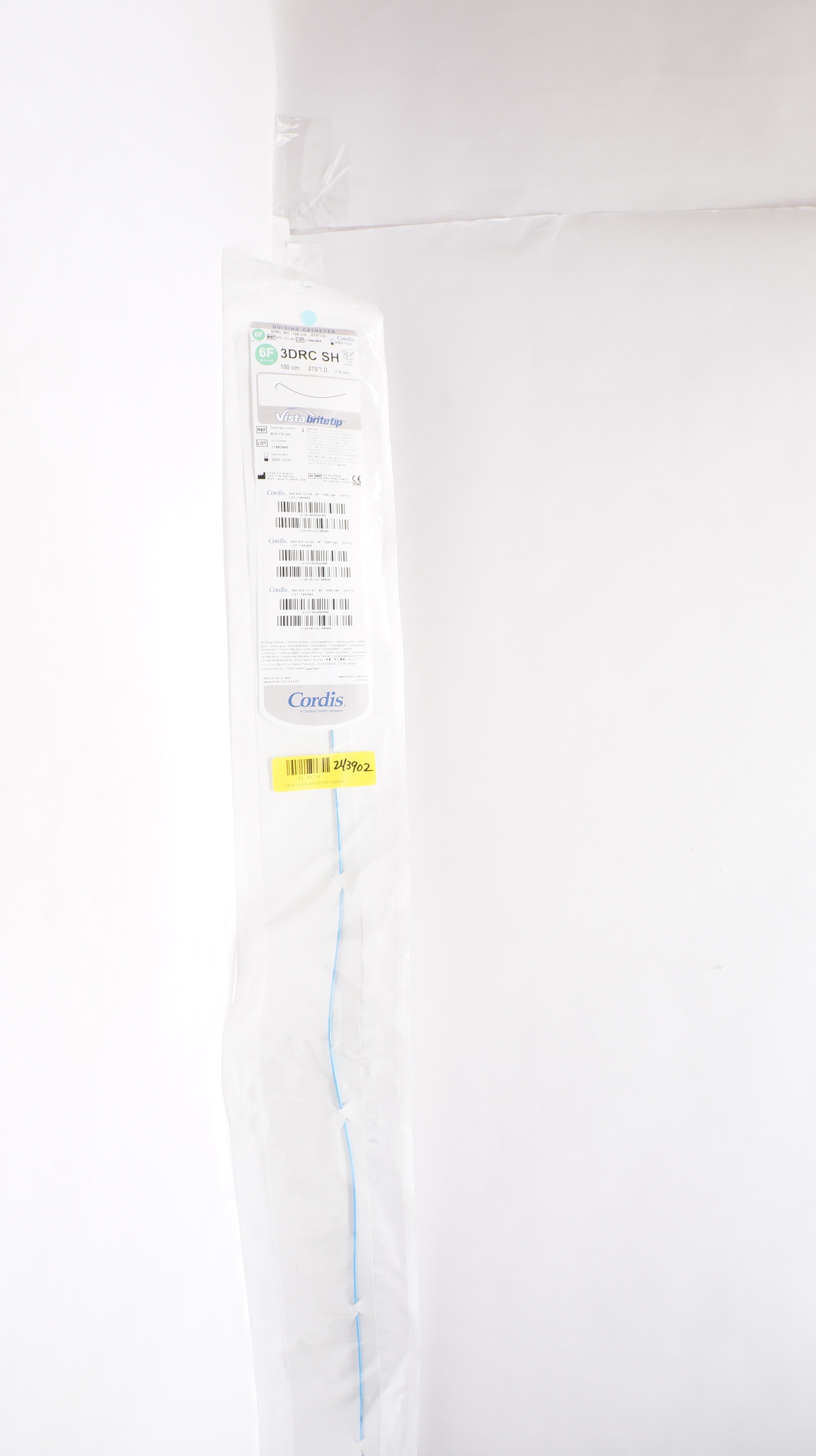 CORDIS 670-131-00 3DRC Vista BriteTip Guiding Catheter, 6F 100cm (x)