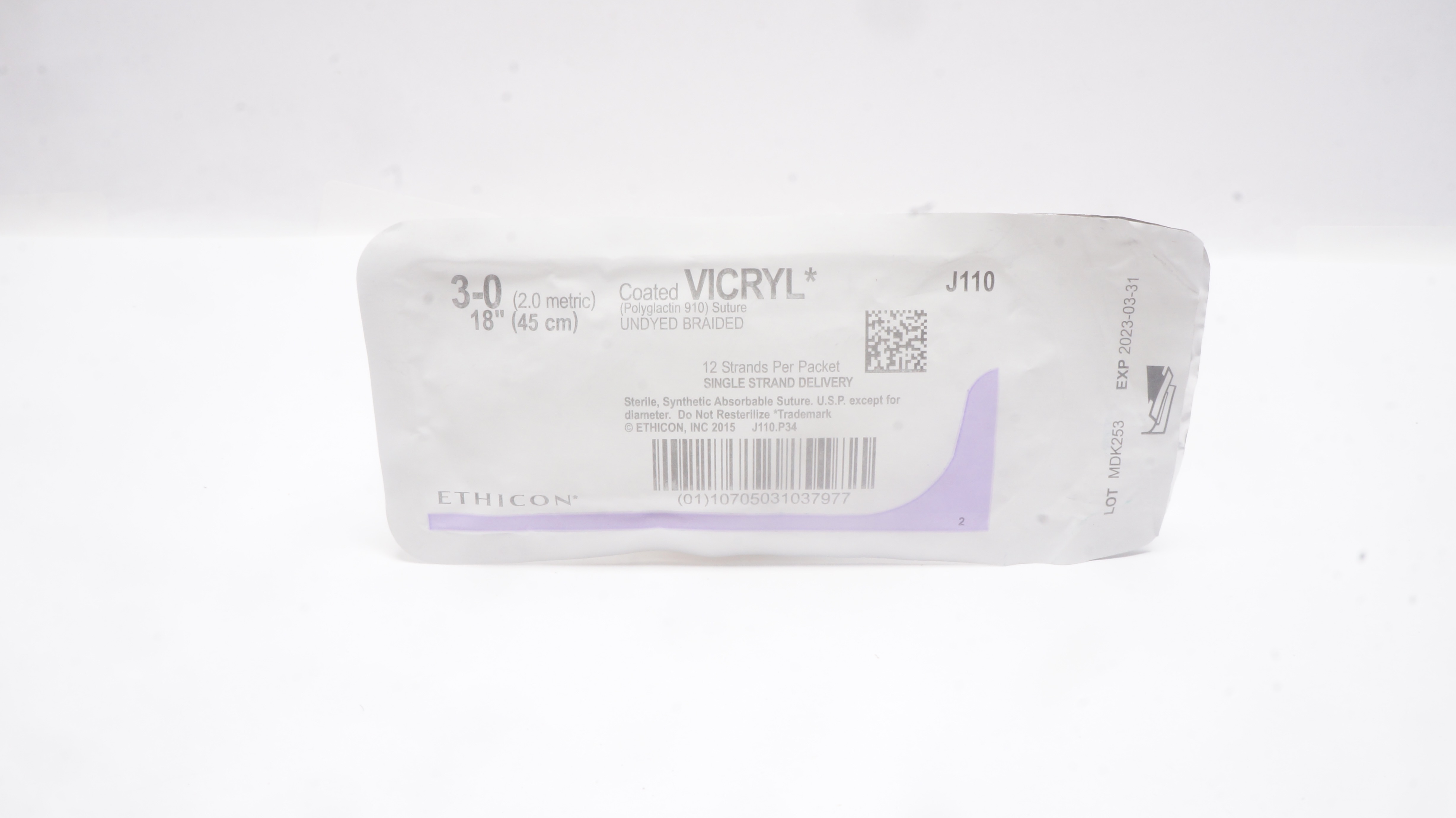 Ethicon J110 3-0 Coated VICRYL Undyed Braided 18inch (x)