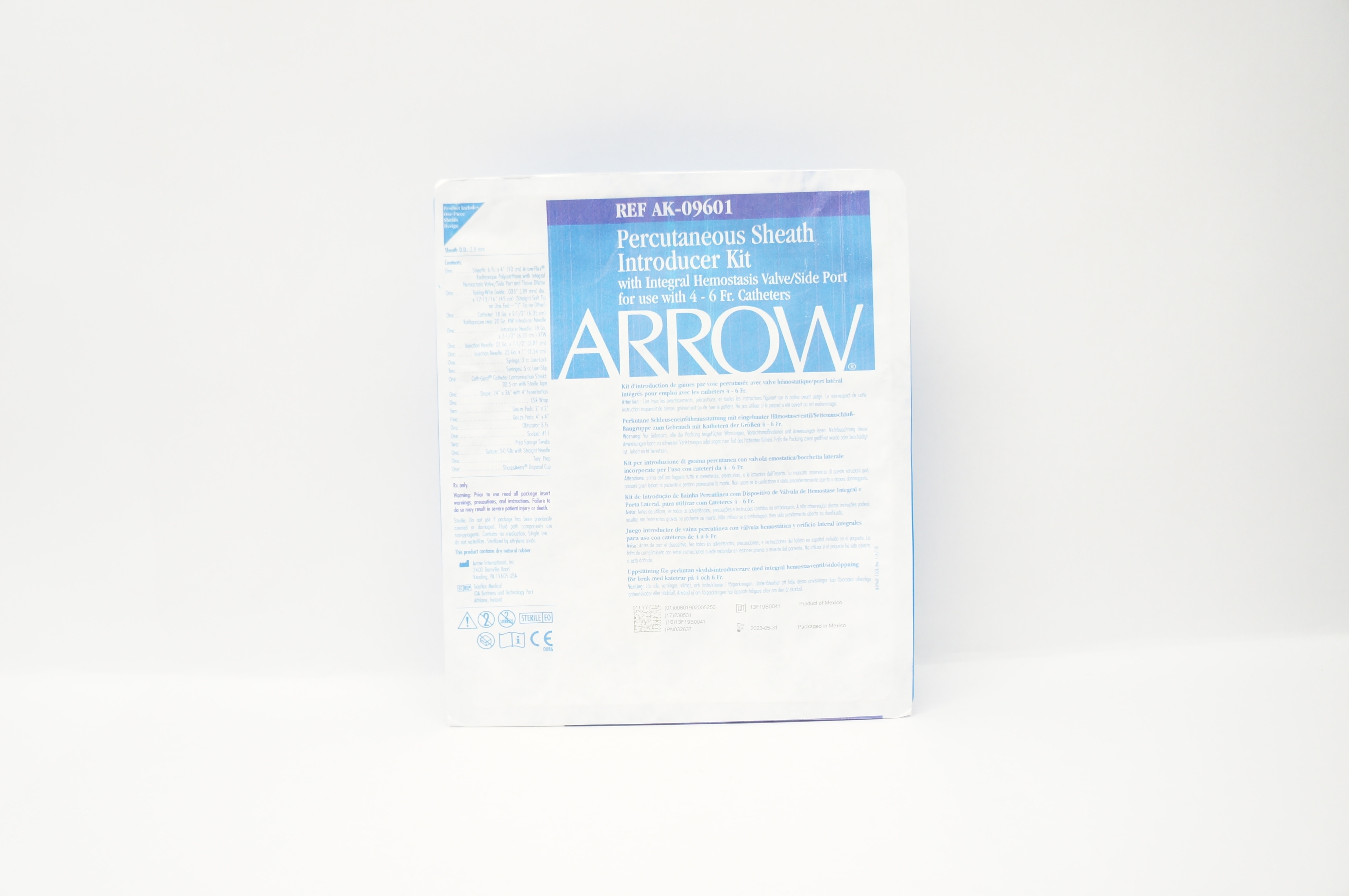 Arrow AK-09601 Percutaneous Sheath Introducer Kit 6Fr. x 10cm x 0.035inch