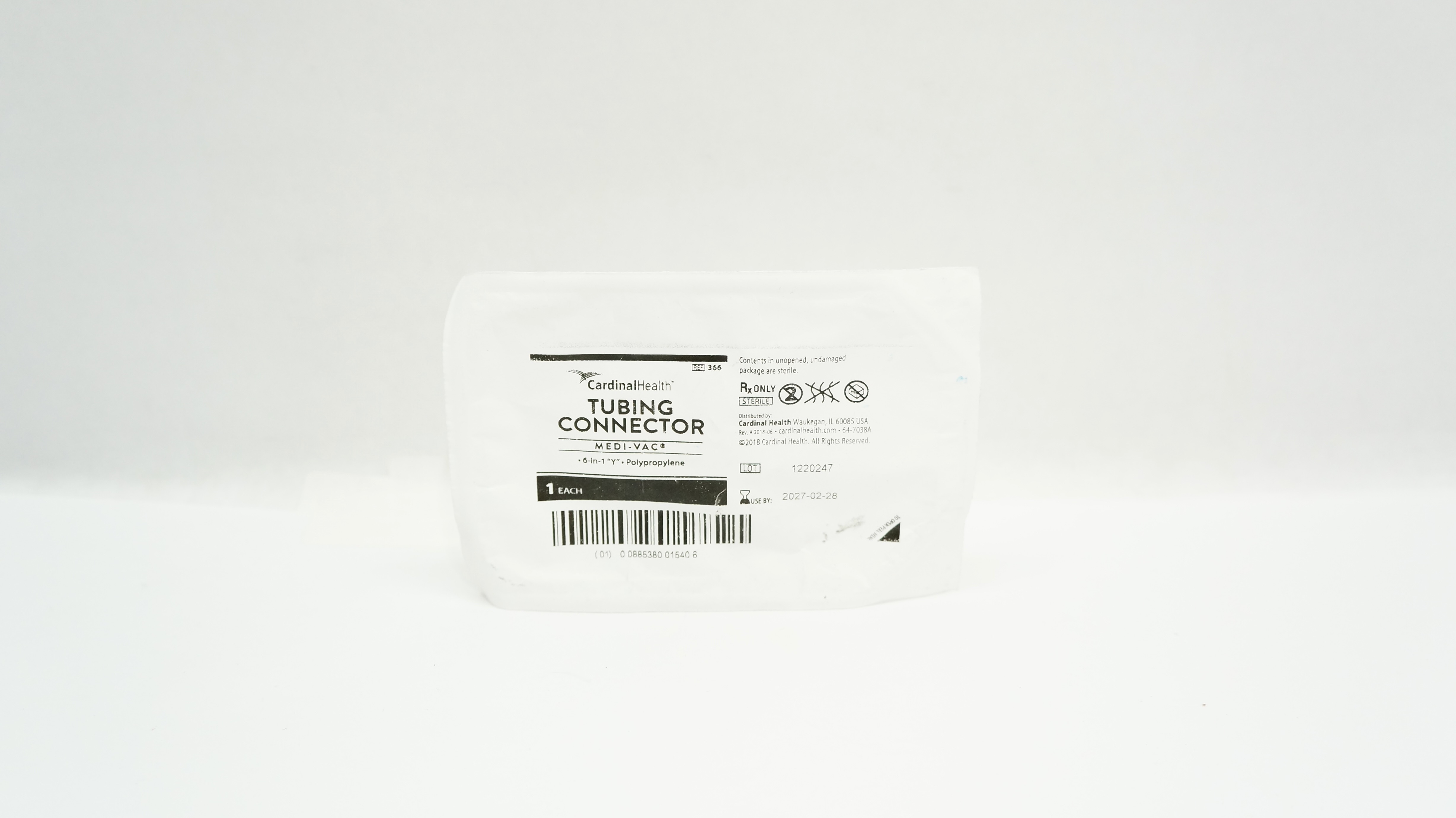 Cardinal Health 366 Medi-Vac Tubing Connector 6-in-1 "Y" Polypropylene