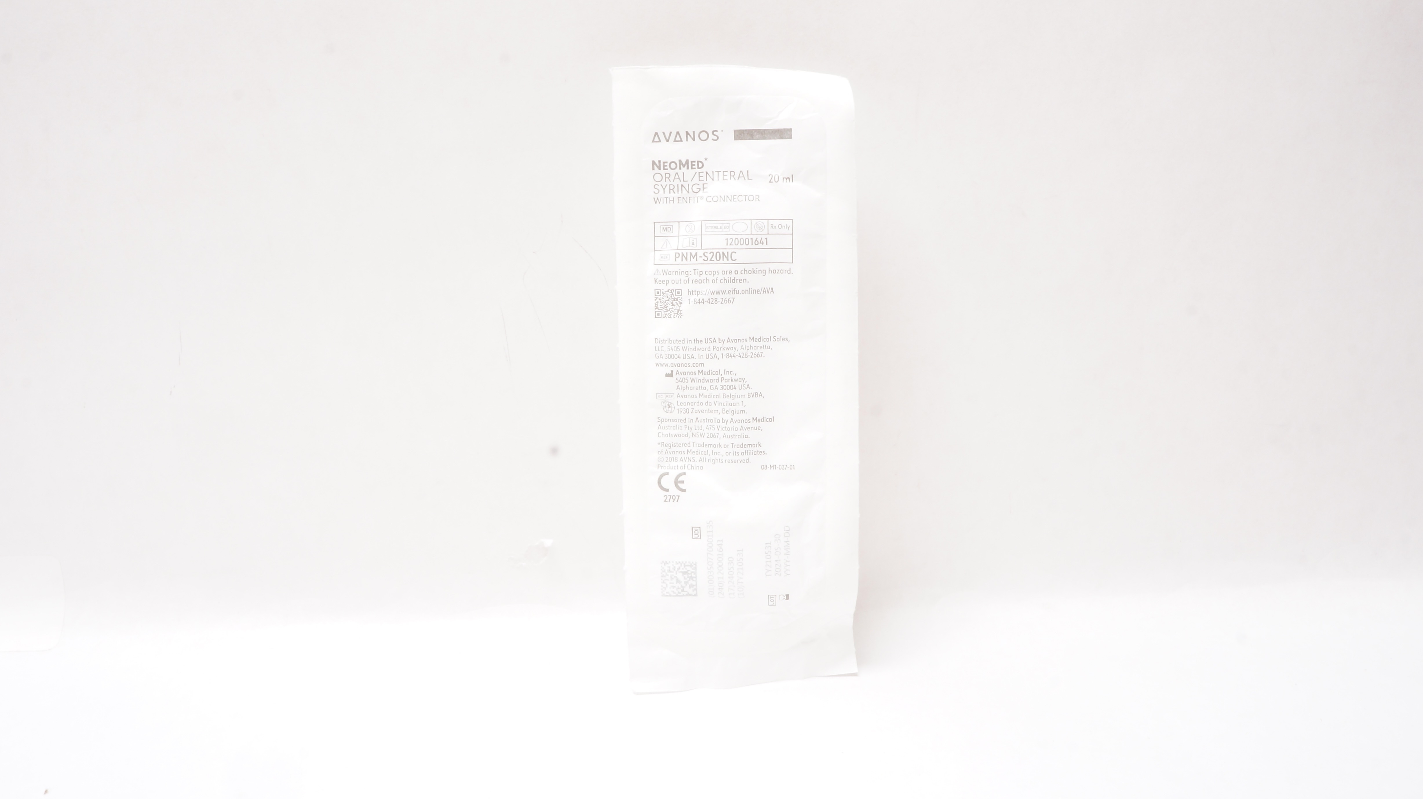 Avanos PNM-S20NC NeoMed Oral/Enteral Syringe with ENFIT Connector 20mL