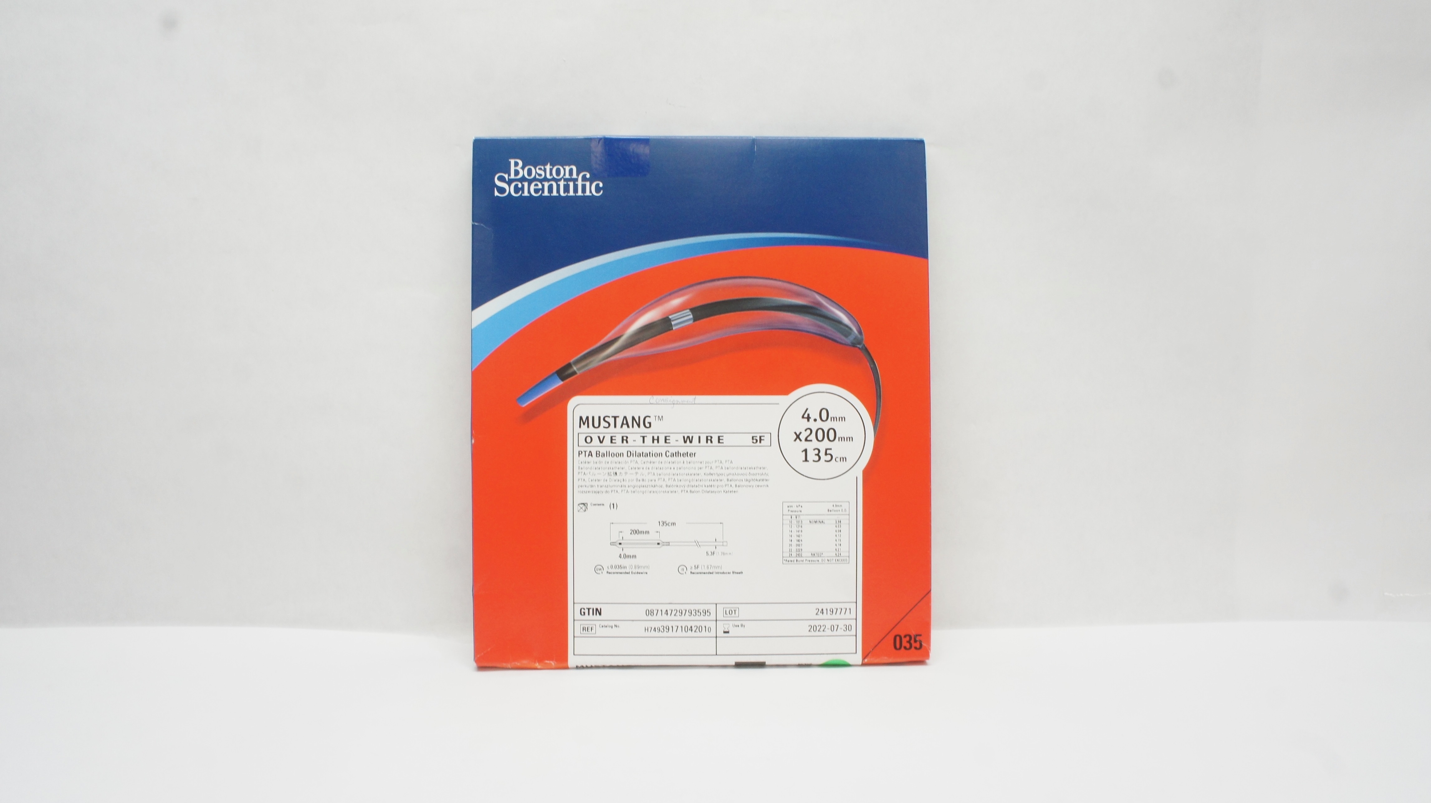 Boston Scientific 3917104201 Mustang Dilatation Cath.4.0 mm x 200mm x 135 cm (x)