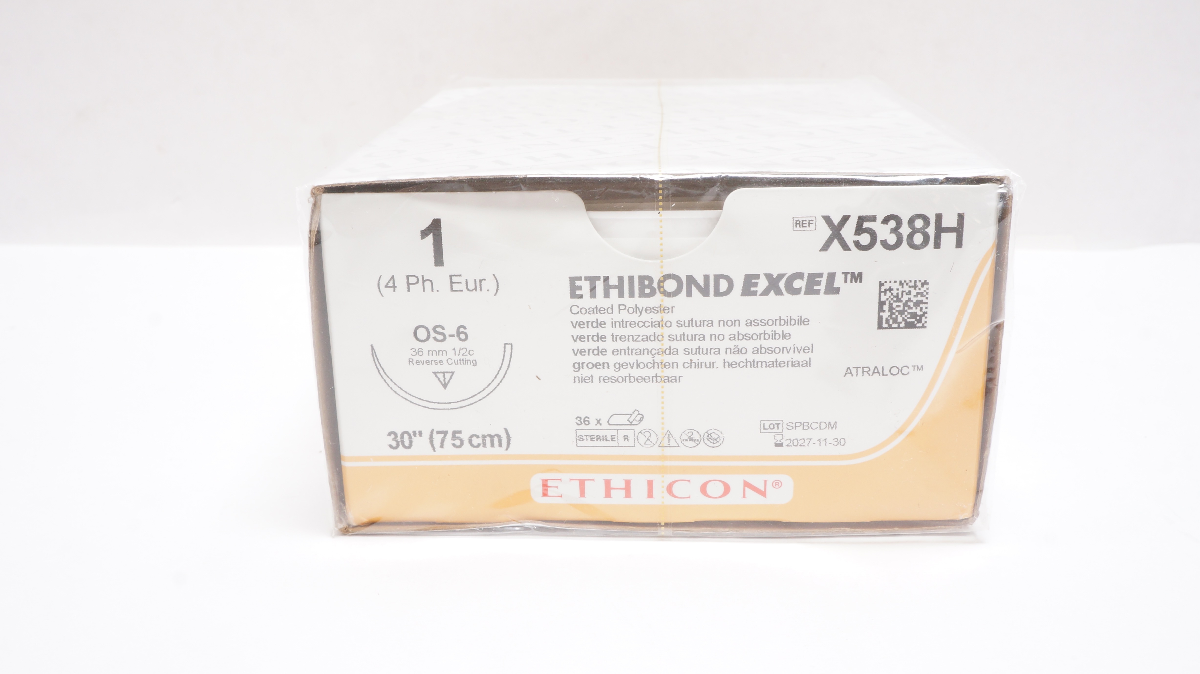 Ethicon X538H 1 Ethibond Stre OS-6 36mm 1/2c Reverse Cutting 30inch - Box of 36