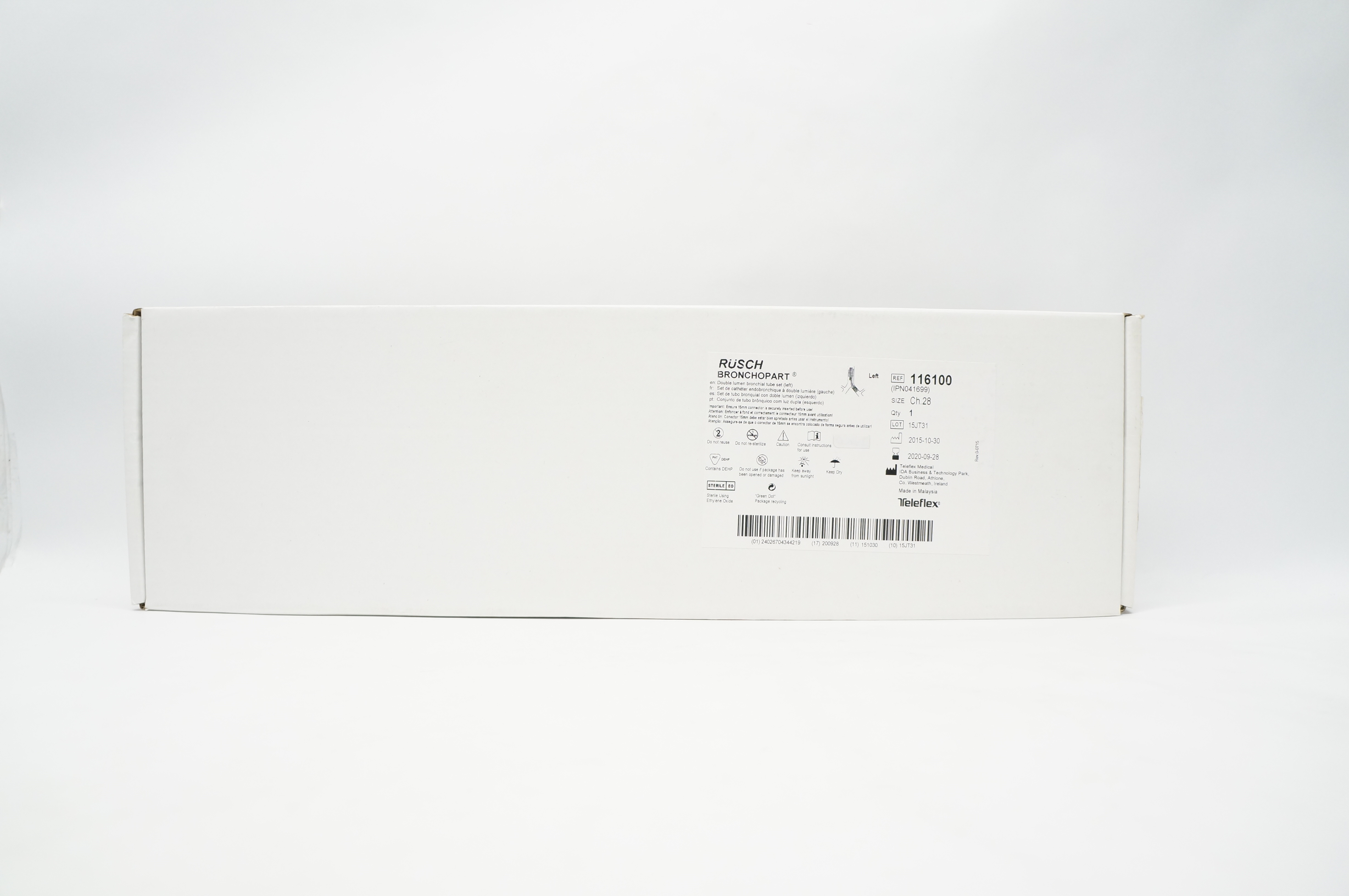 Teleflex 116100 Rusch Bronchopart Double Lumen Bronchial Tube Set Ch. 28 (x)