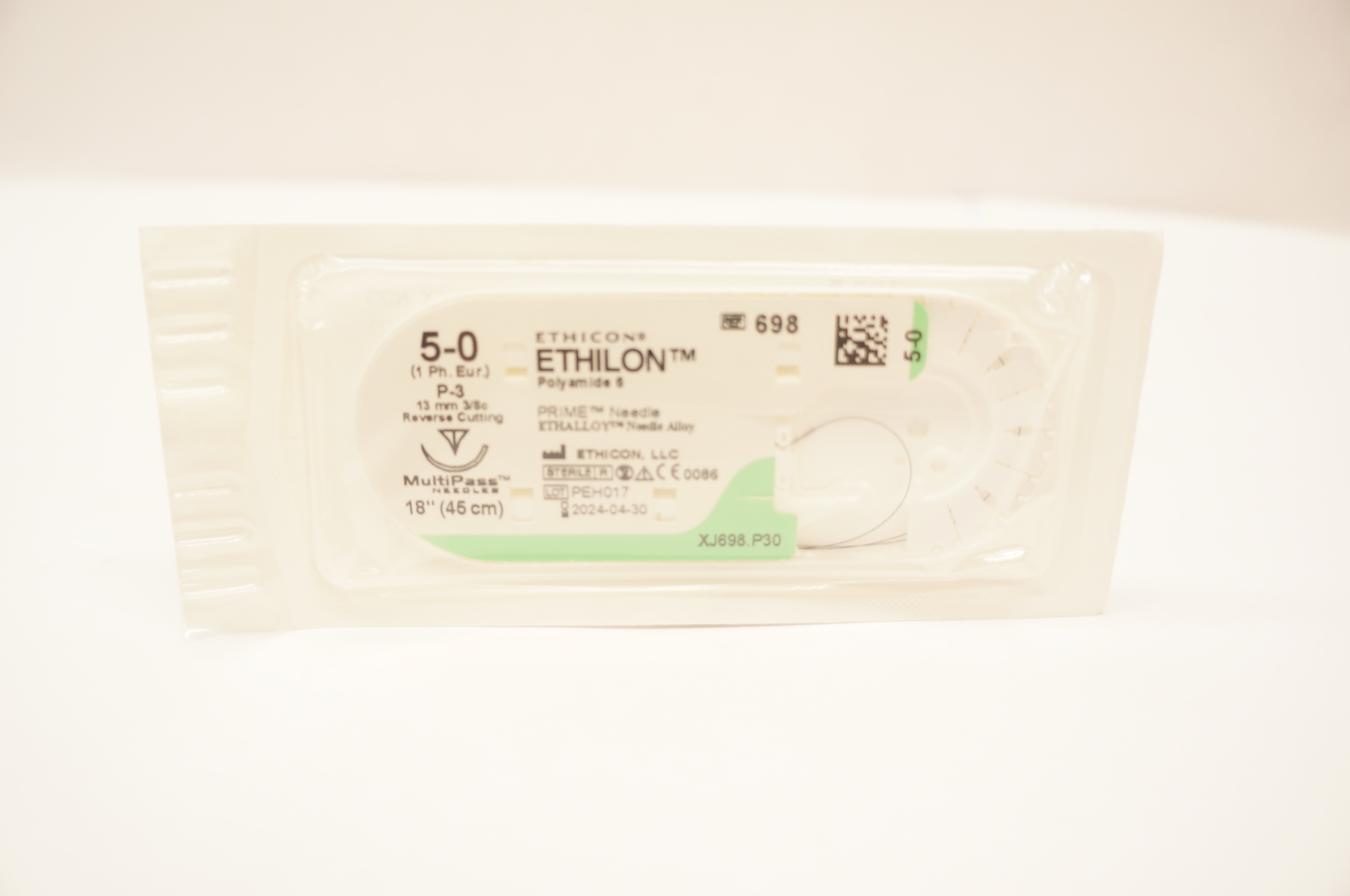 Ethicon 698 5-0 Ethilon Polyamide 6 Stre P-3 13mm 3/8c Reverse Cutting, 18inch
