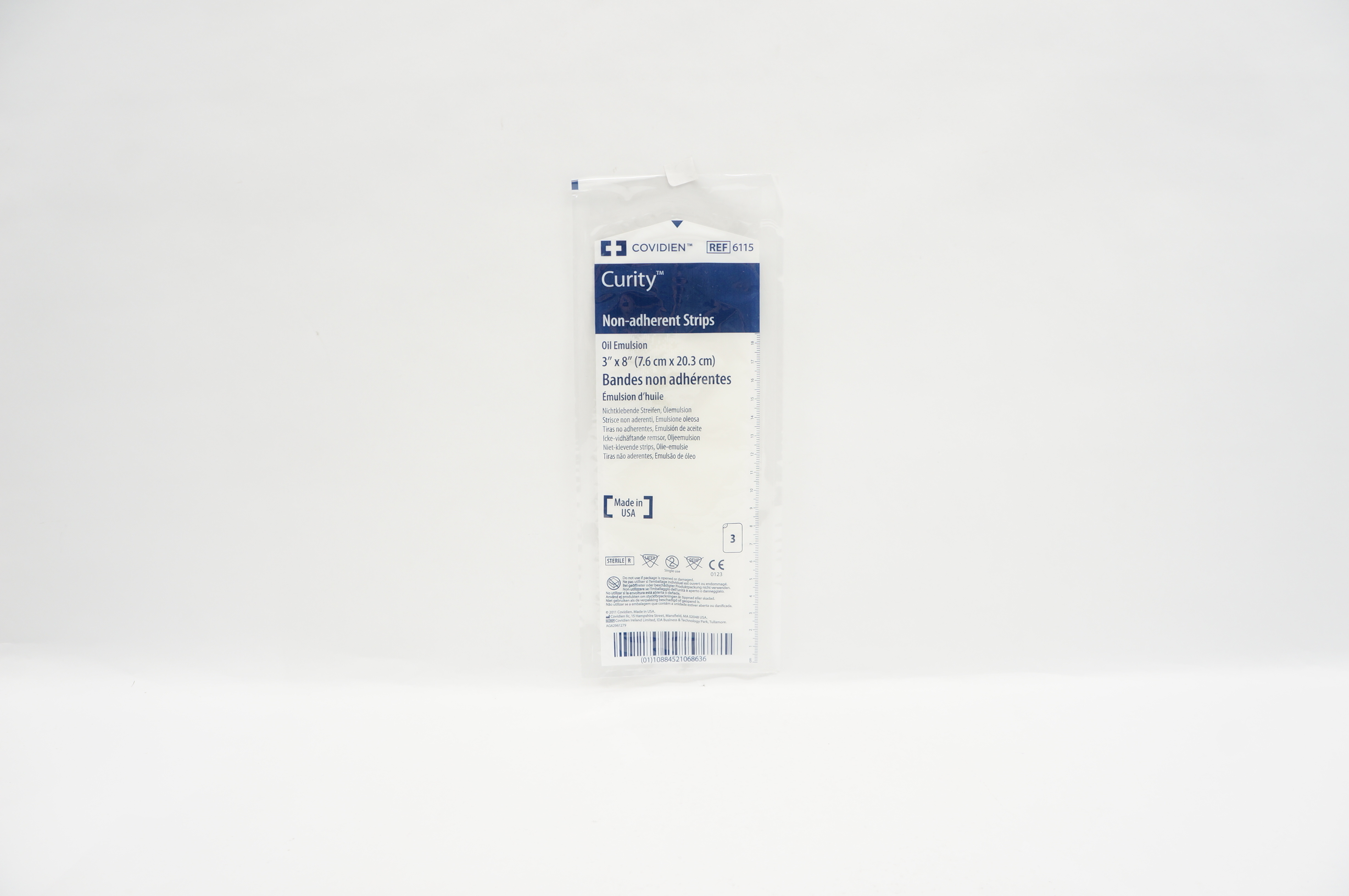 Covidien 6115 Curity Non-Adherent Strips Oil Emulsion 3inch x 8inch - Pack of 3