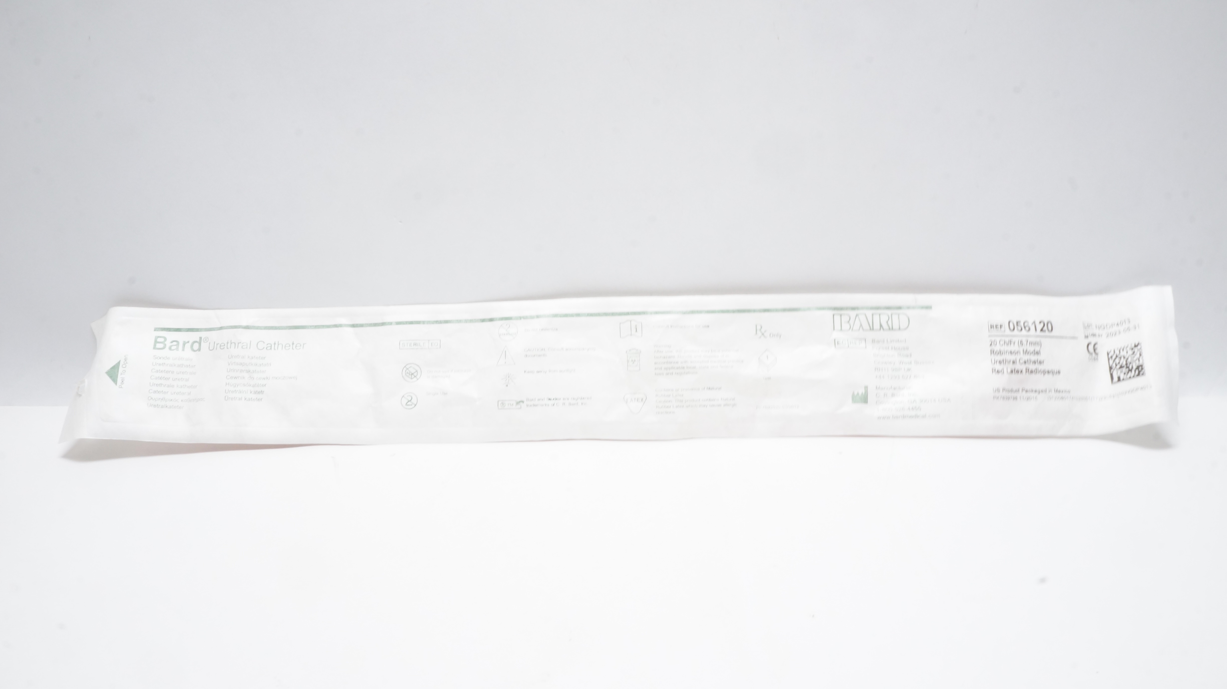 Bard 056112 Urethral Cath. 12Fr Robinson Model Red Latex Radiopaque