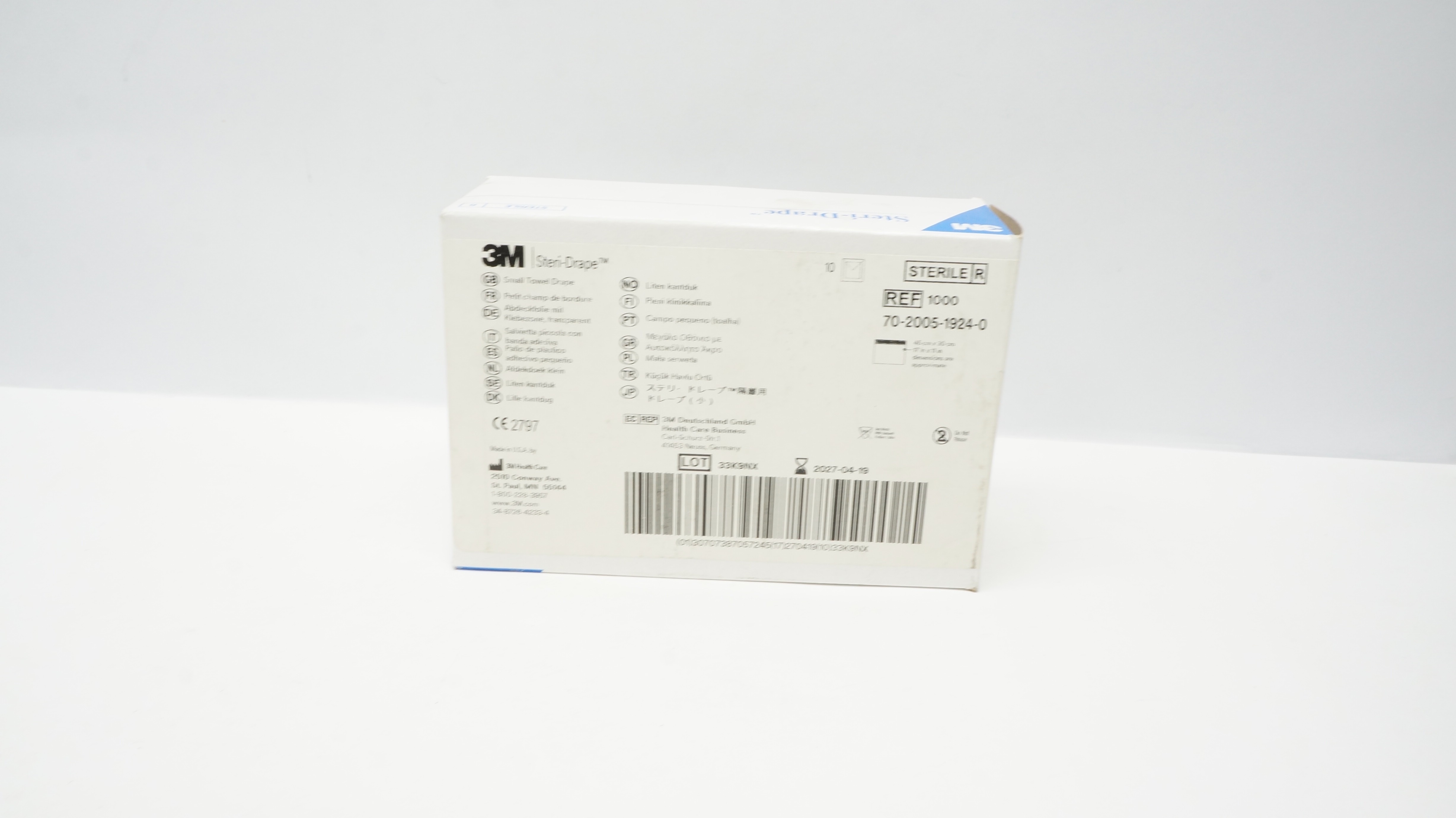 3M 1000 Steri-Drape Small Towel Drape 17 inch x 11 inch - Box of 10
