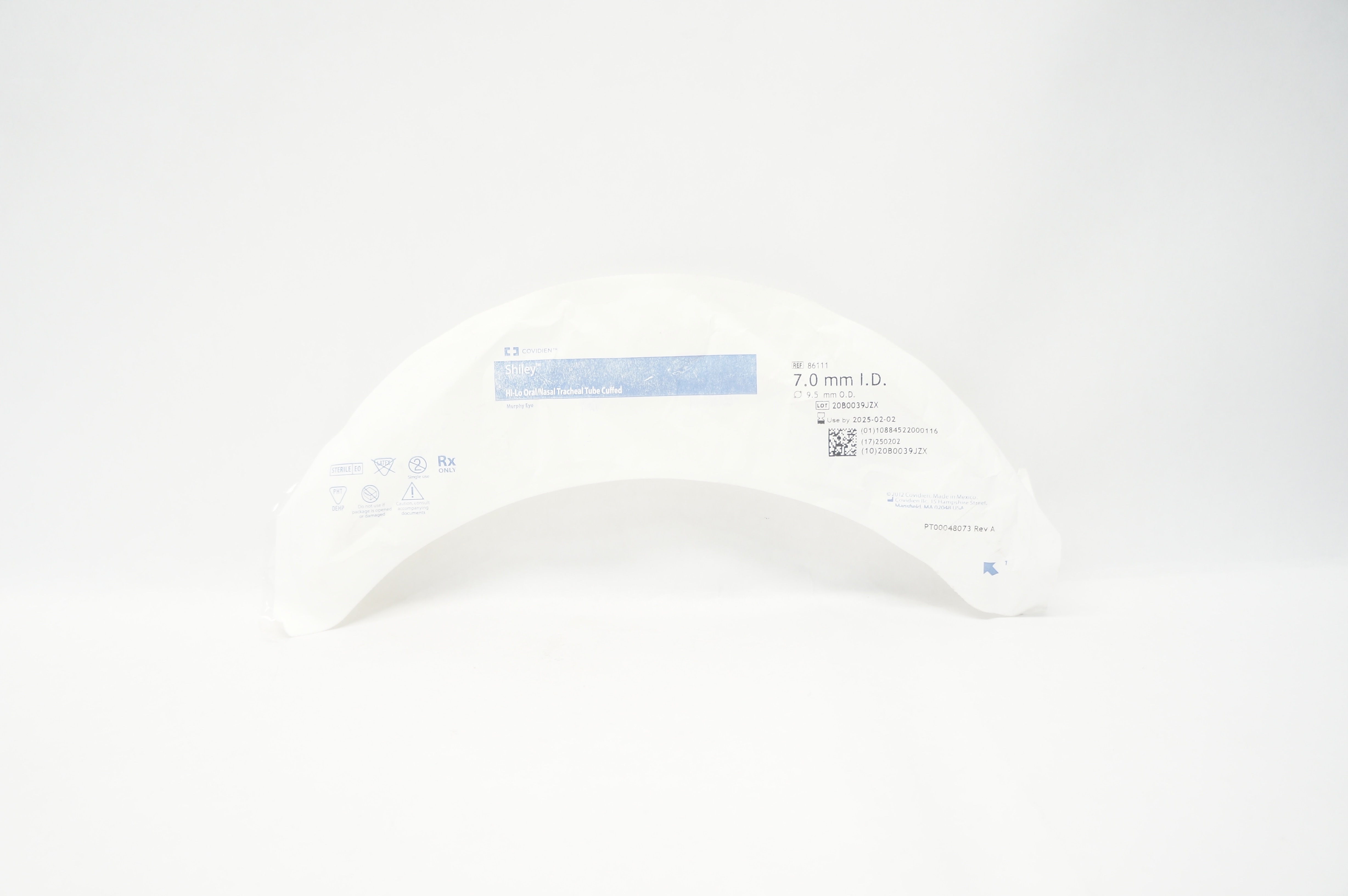 Covidien 86111 Shiley Hi-Lo Oral/Nasal Tracheal Tube Cuffed 7.0mm ID x 9.5mmOD