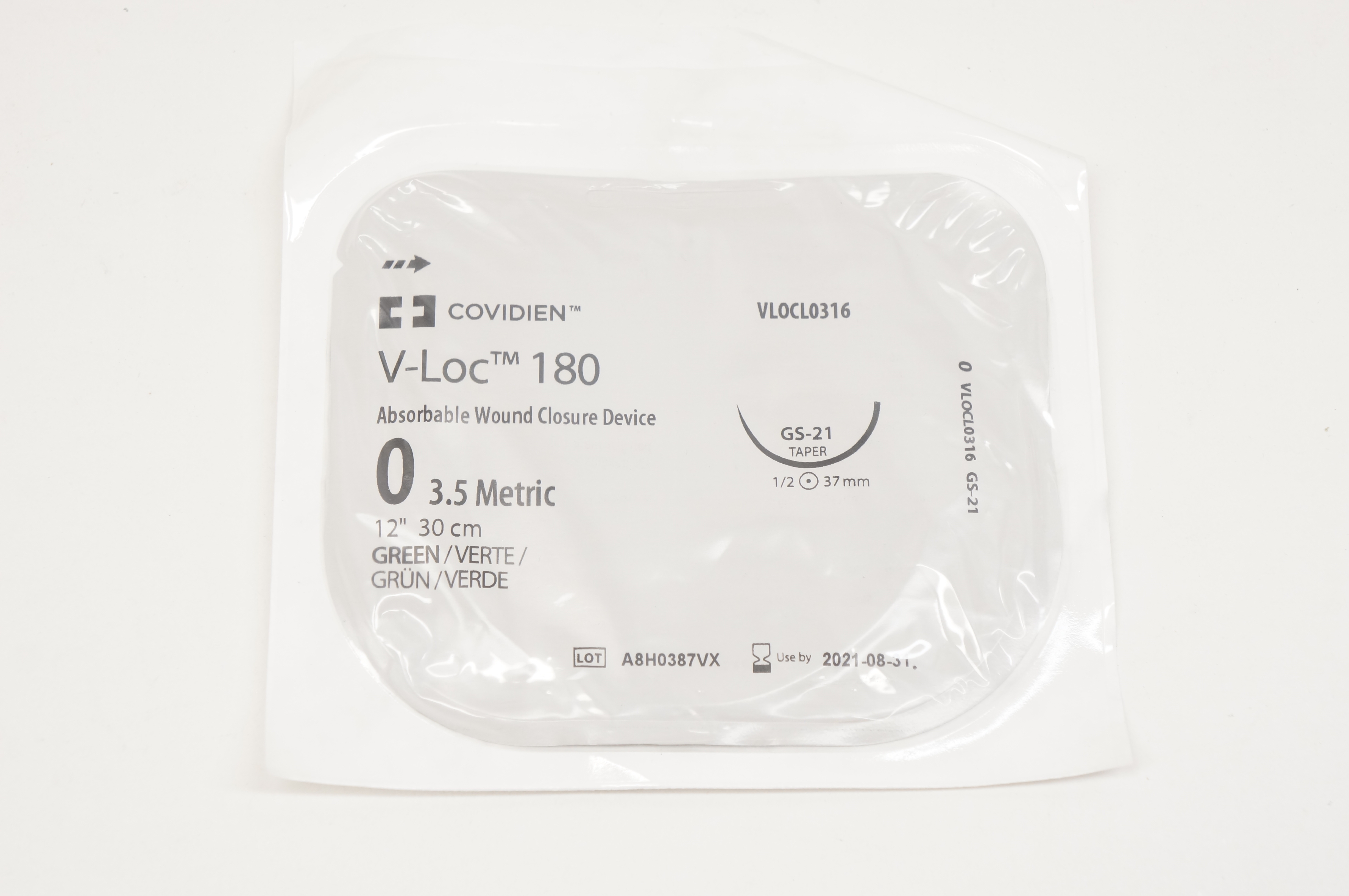 Covidien VLOCL0316 0 V-Loc, GS-21 Taper, 1/2c 37mm, 12inch