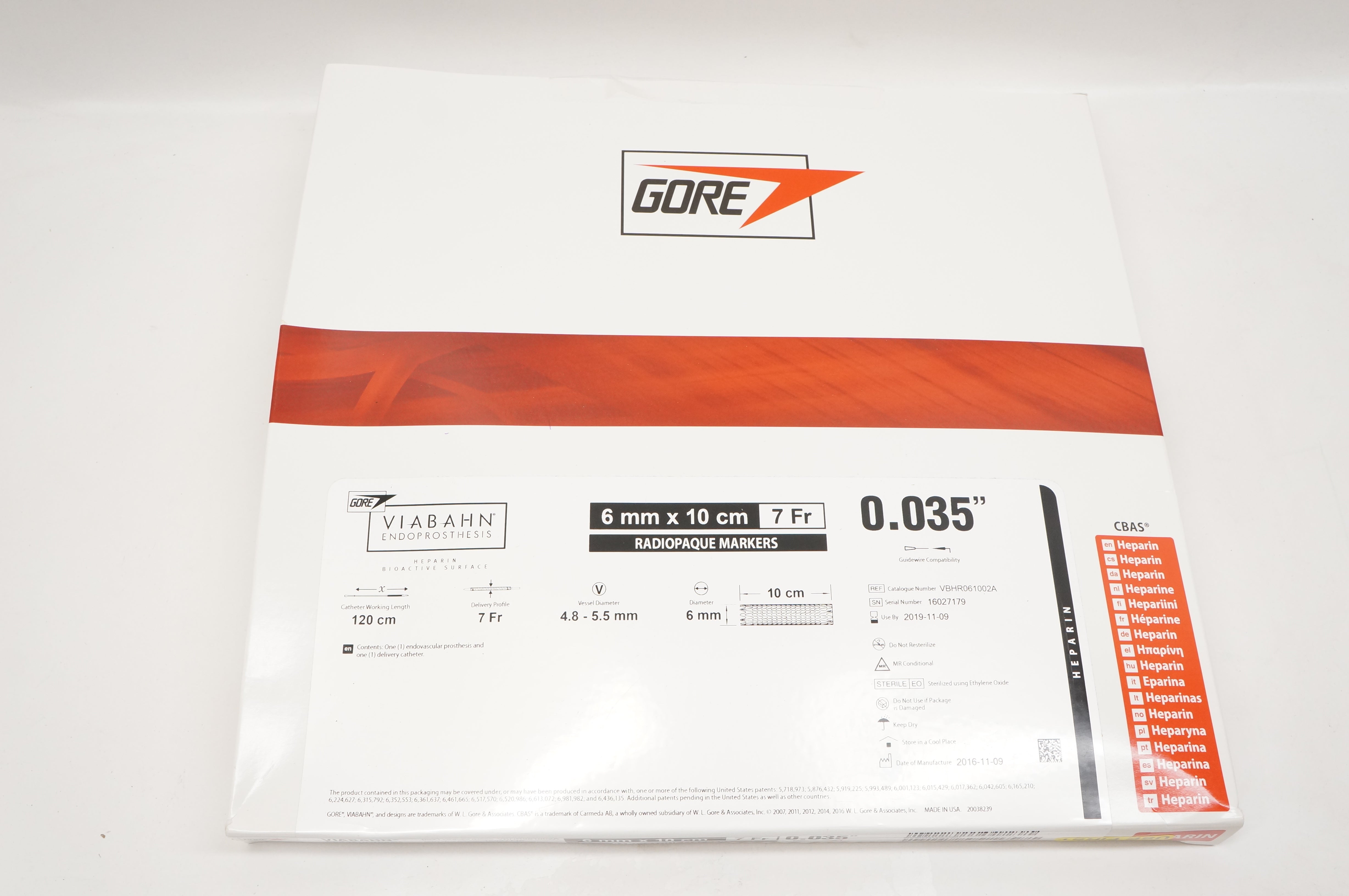 Gore VBHR061002A VIABAHN Endoprosthesis 7Fr. x 6mm x 10cm (x)