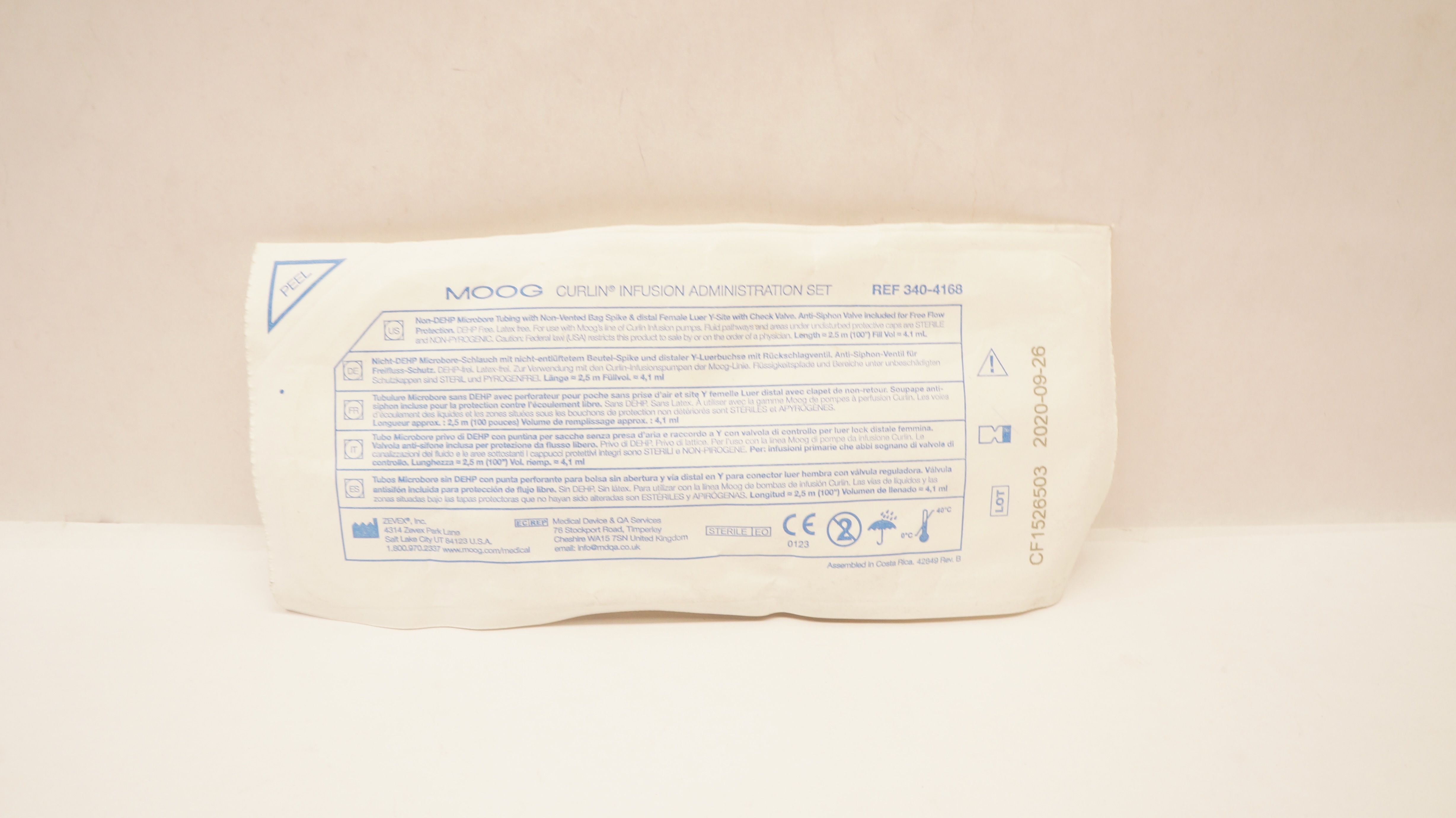 Zevex 340-4168 Moog Curlin Infusion Administration Set 100inch x 4.1mL (Appx)(x)