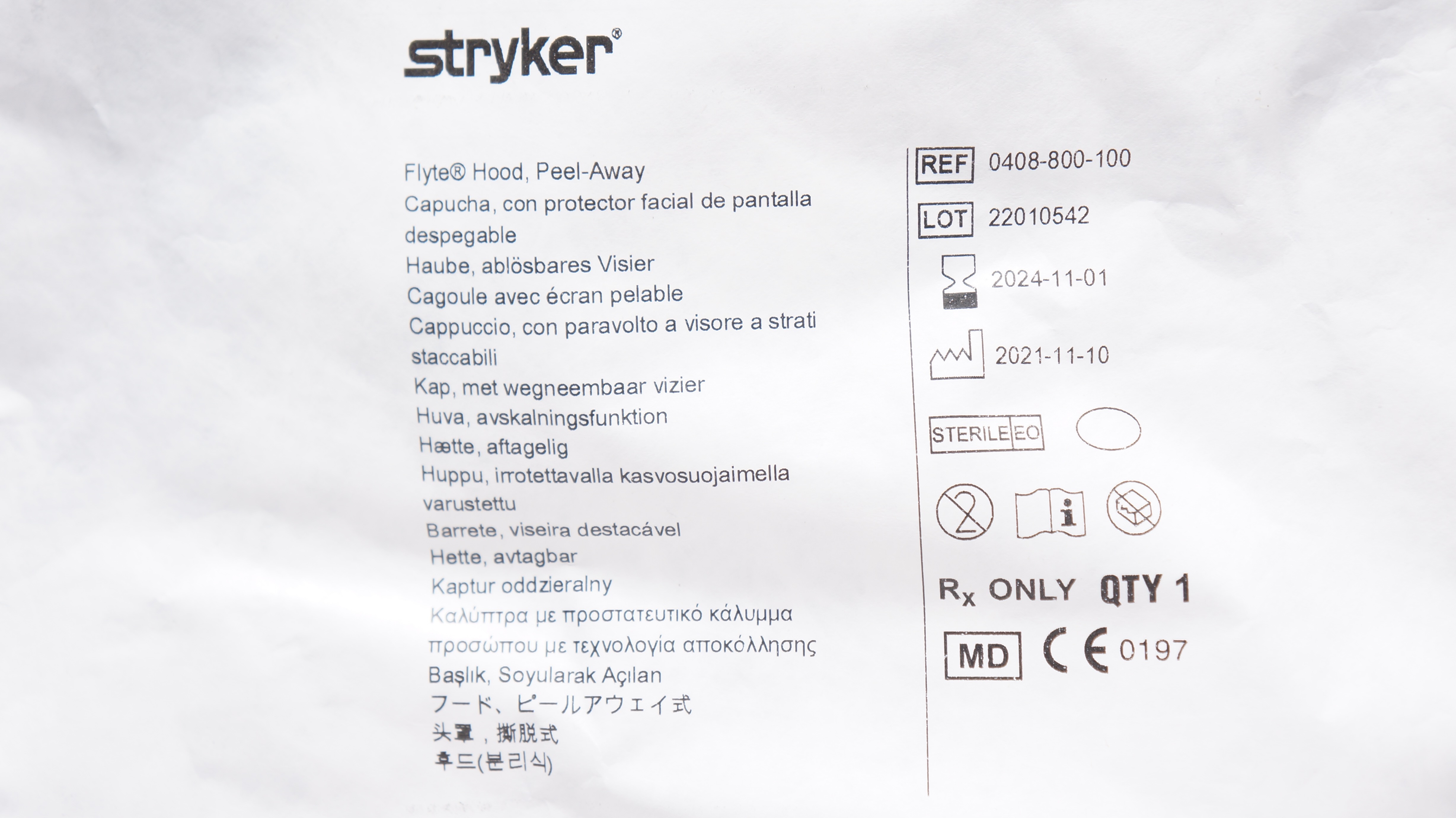 Stryker 0408-800-100 Flyte Hood, Peel-Away