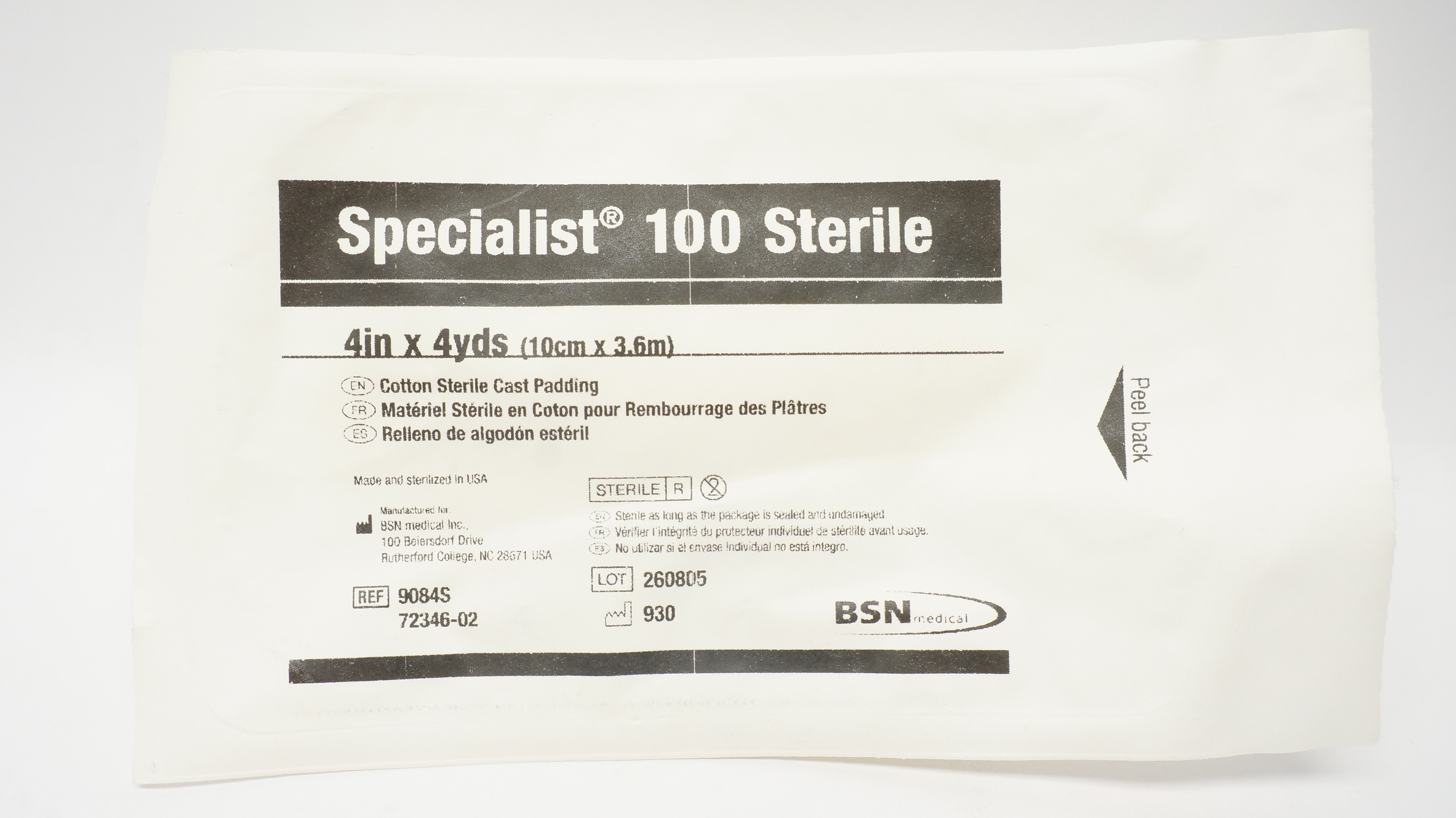 BSN Medical 9084S Specialist 100 Sterile Cotton Cast Padding 4inch x 4yds