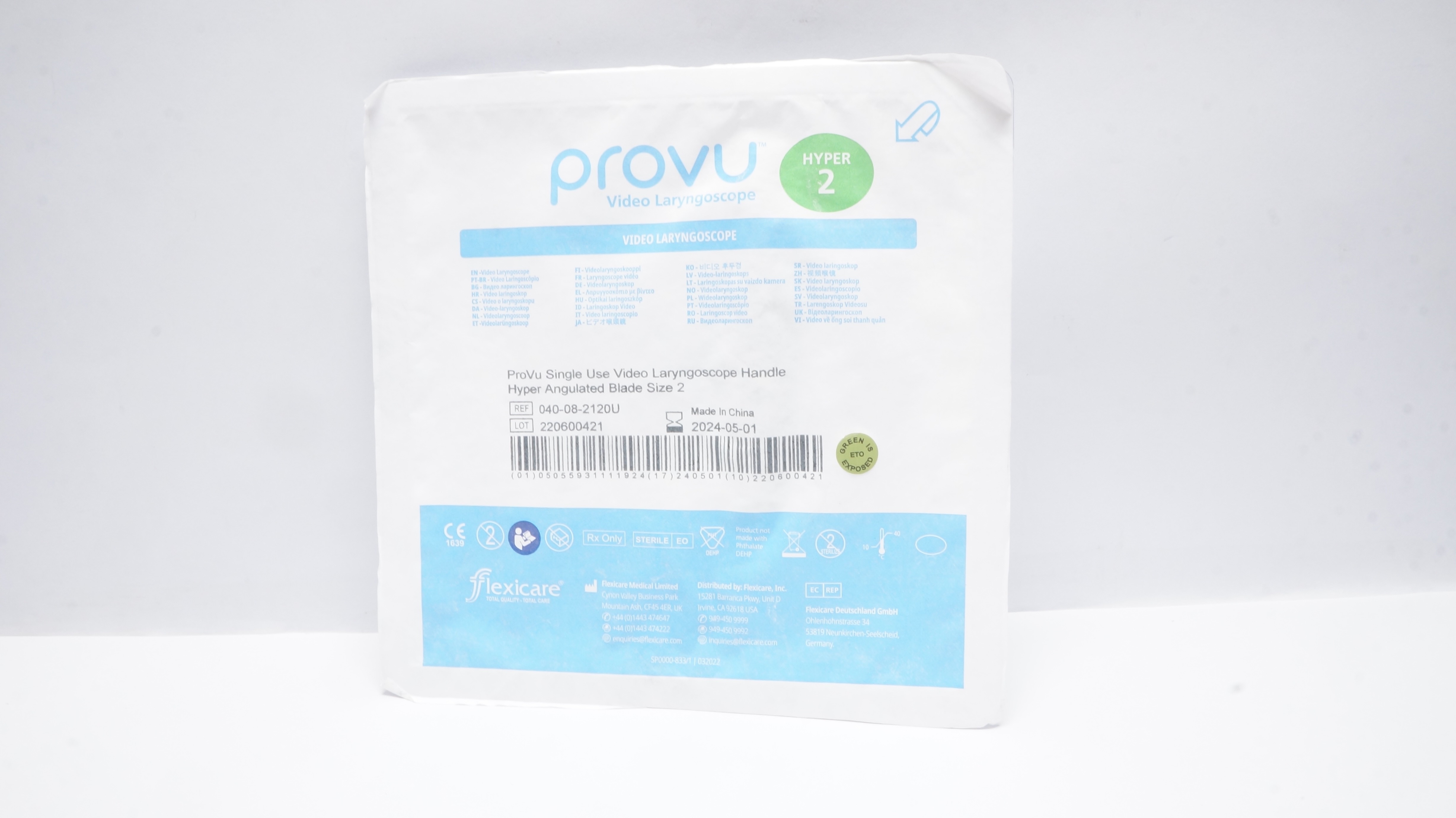 Flexicare 040-08-2120U ProVu Video Laryngoscope Handle, Size 2 (x)