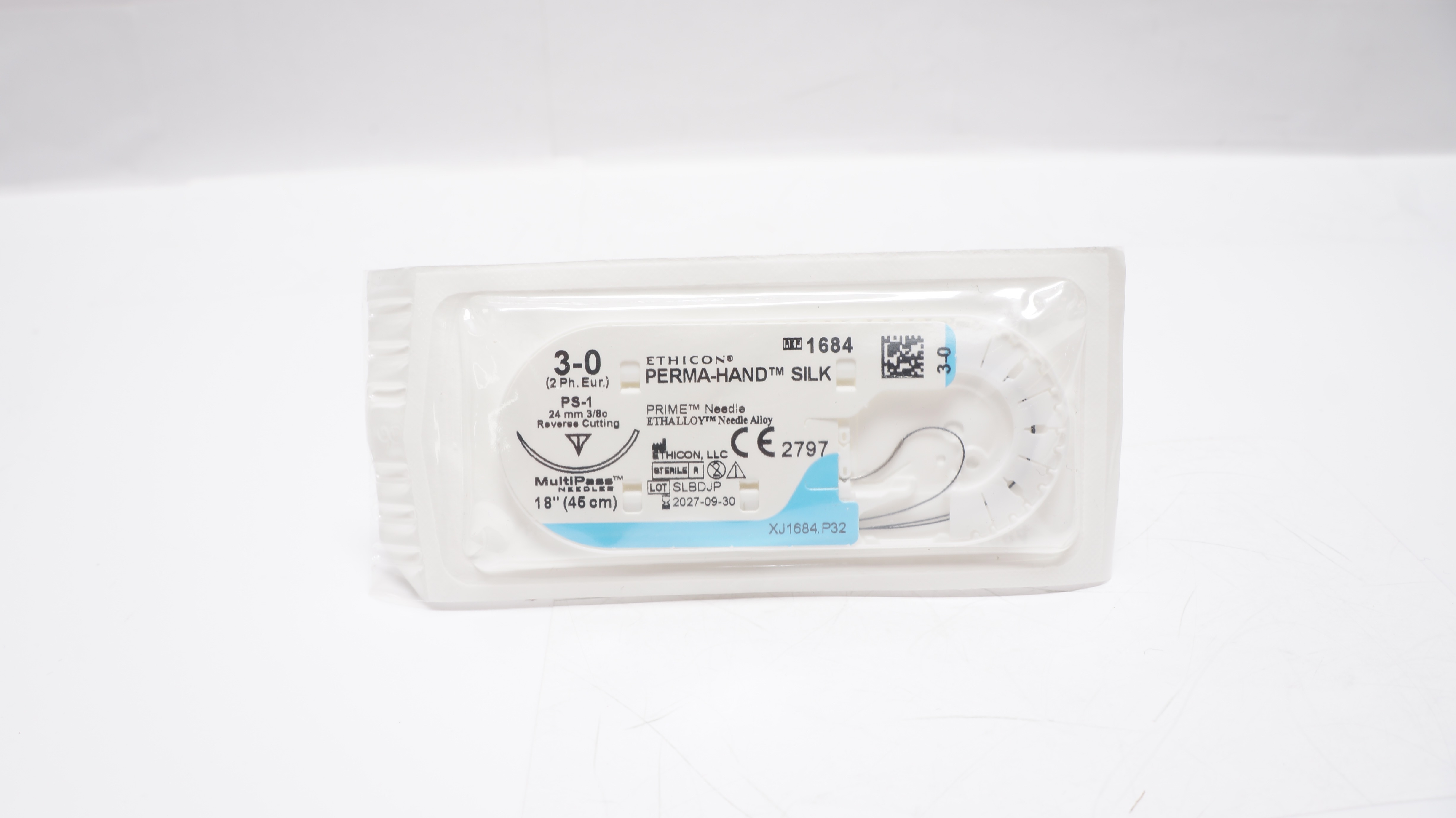 Ethicon 1684 3-0 Perma-Hand Silk Stre PS-1 24mm 3/8c Reverse Cutting 18inch (x)