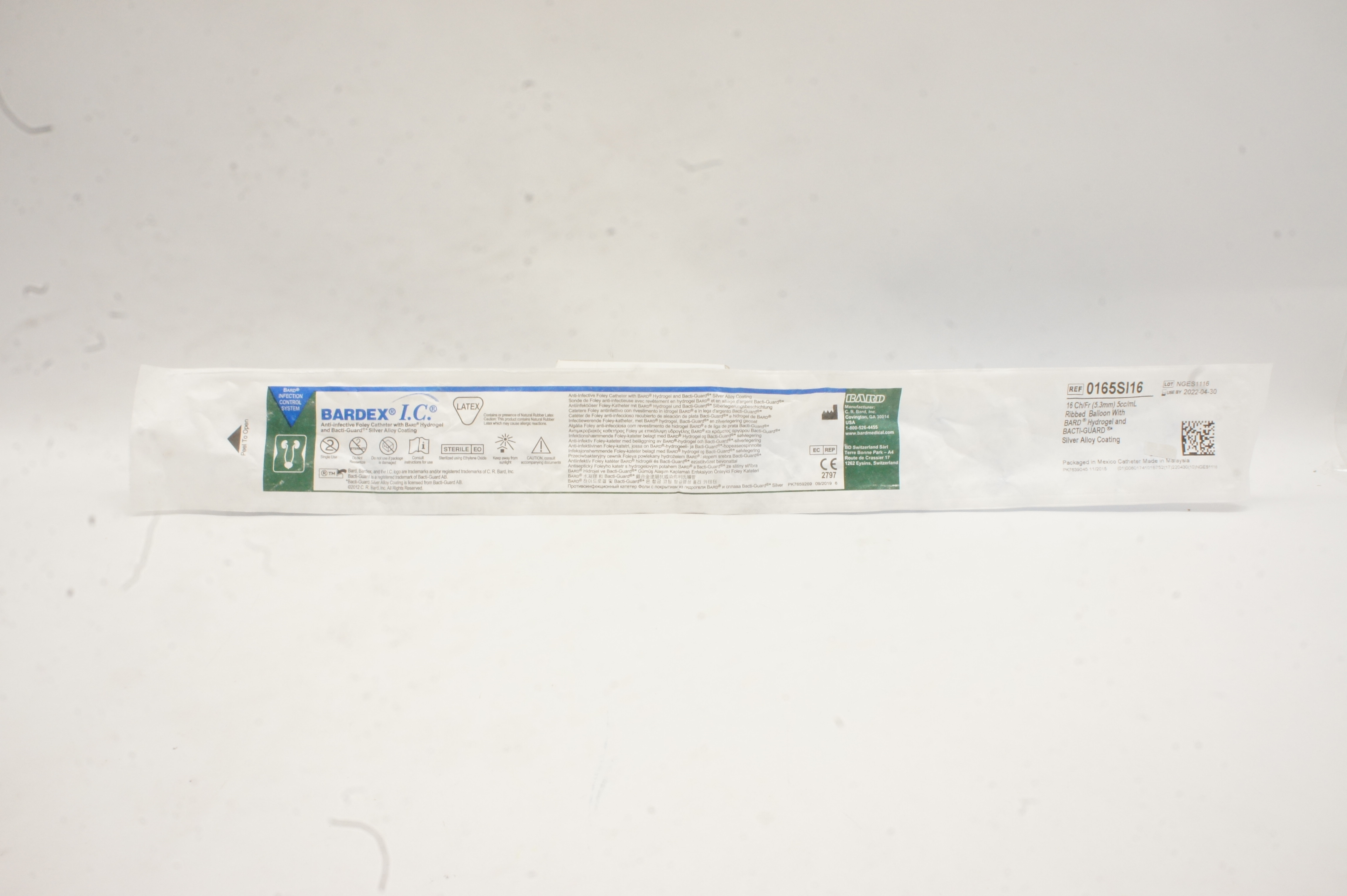 Bard 0165SI16 Bardex I.C. Anti-Infective Foley Cath. 16Ch/Fr 5cc/mL (x)