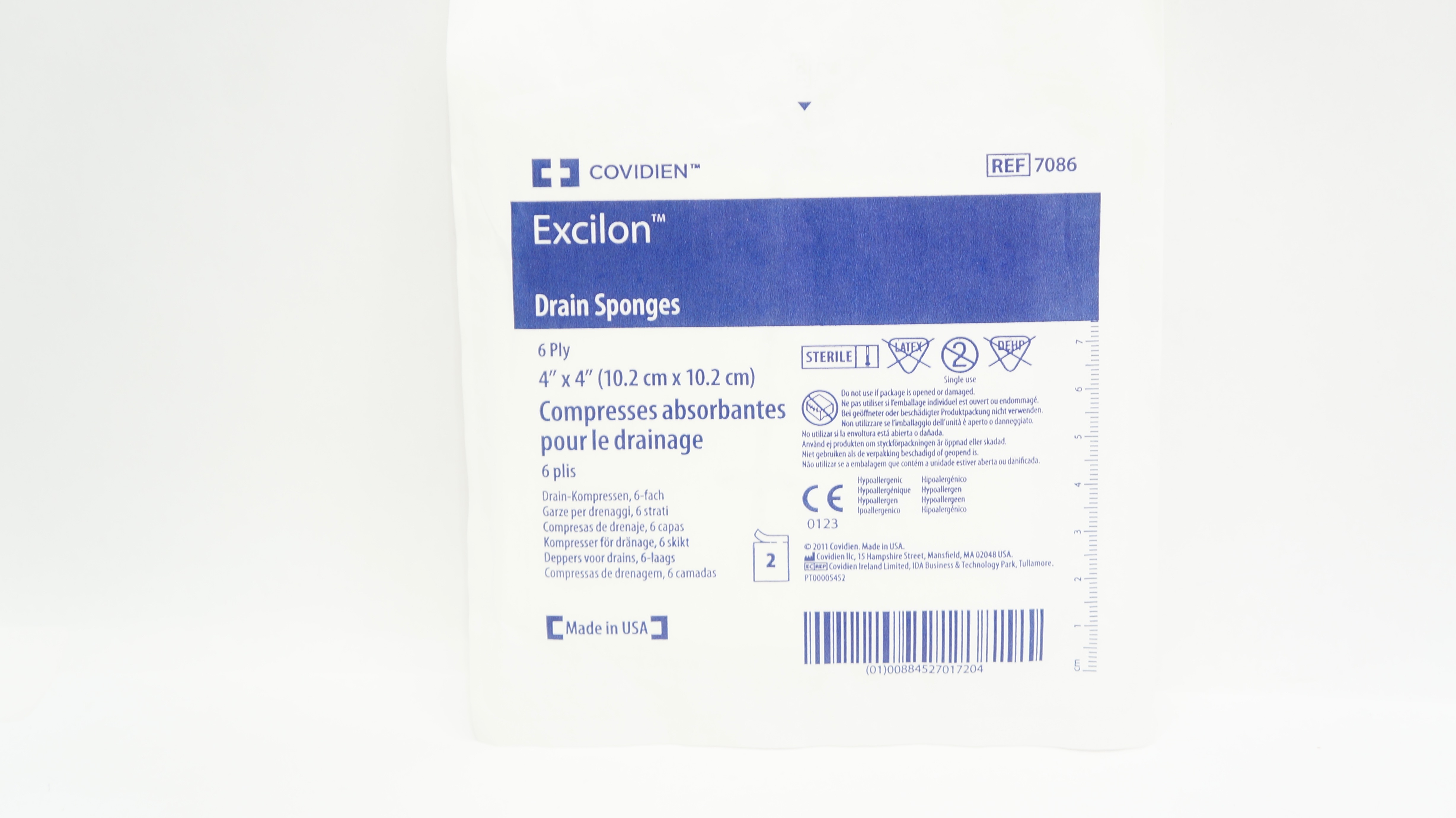Covidien 7086 Excilon Drain Sponges 6Ply 4inch x 4inch - Pack of 2