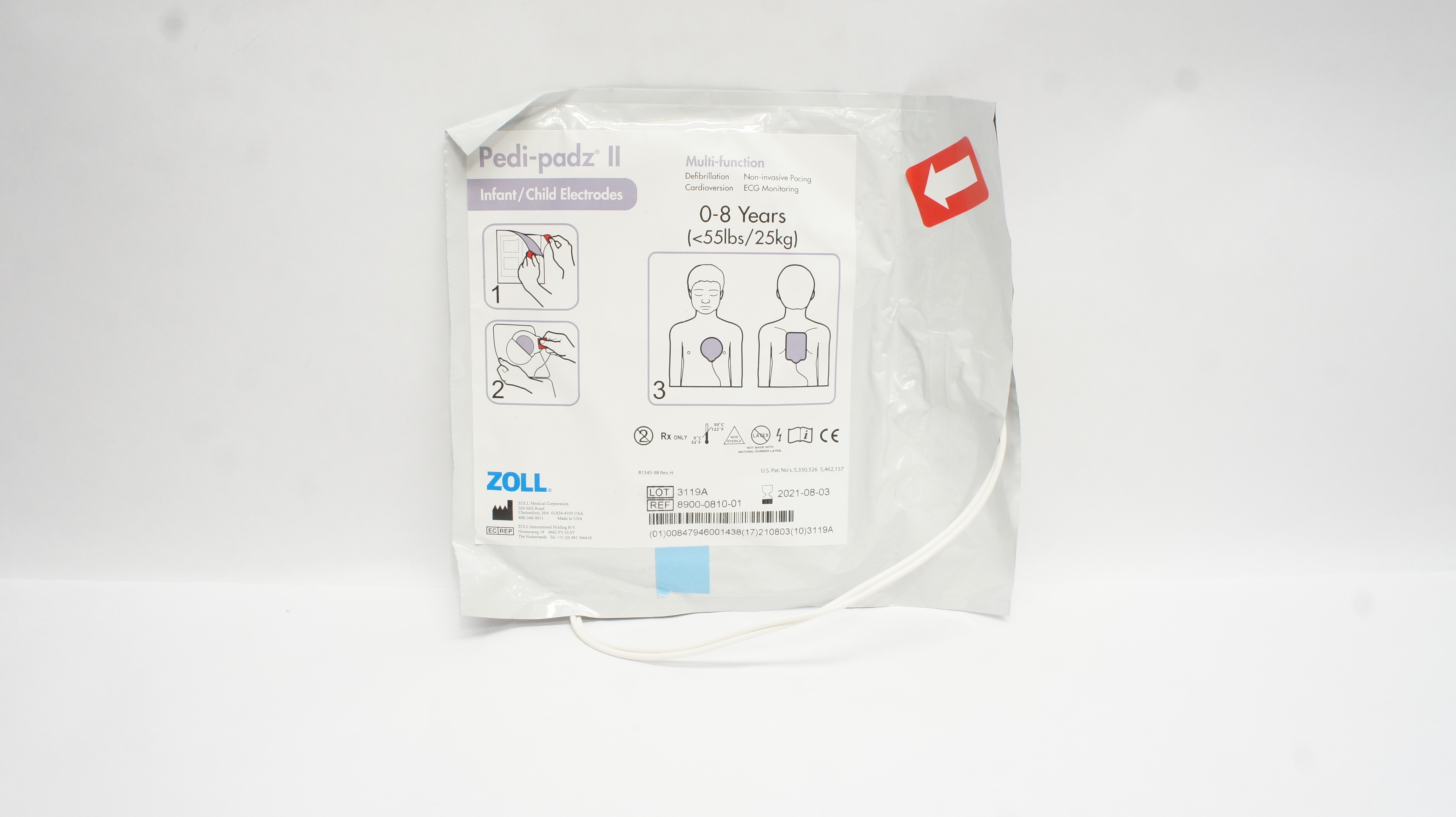 Zoll 8900-0810-01 Pedi-padz II Infant/Child Electrodes 0-8Years <55lbs (x)