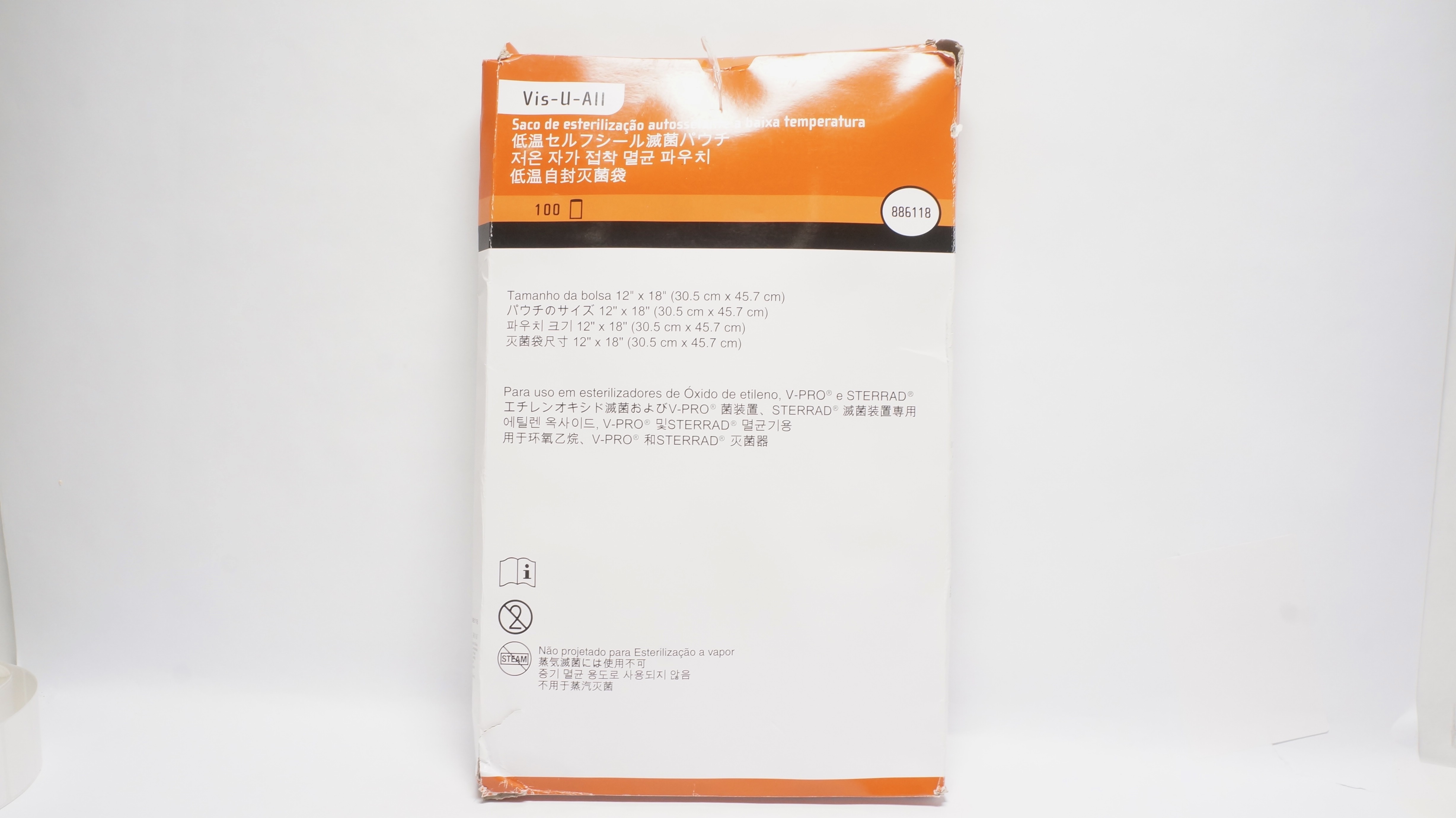 Steris 886118 Vis-U-All Self Seal Sterilisation Pouch 12 x 18in (x)-Box of 44
