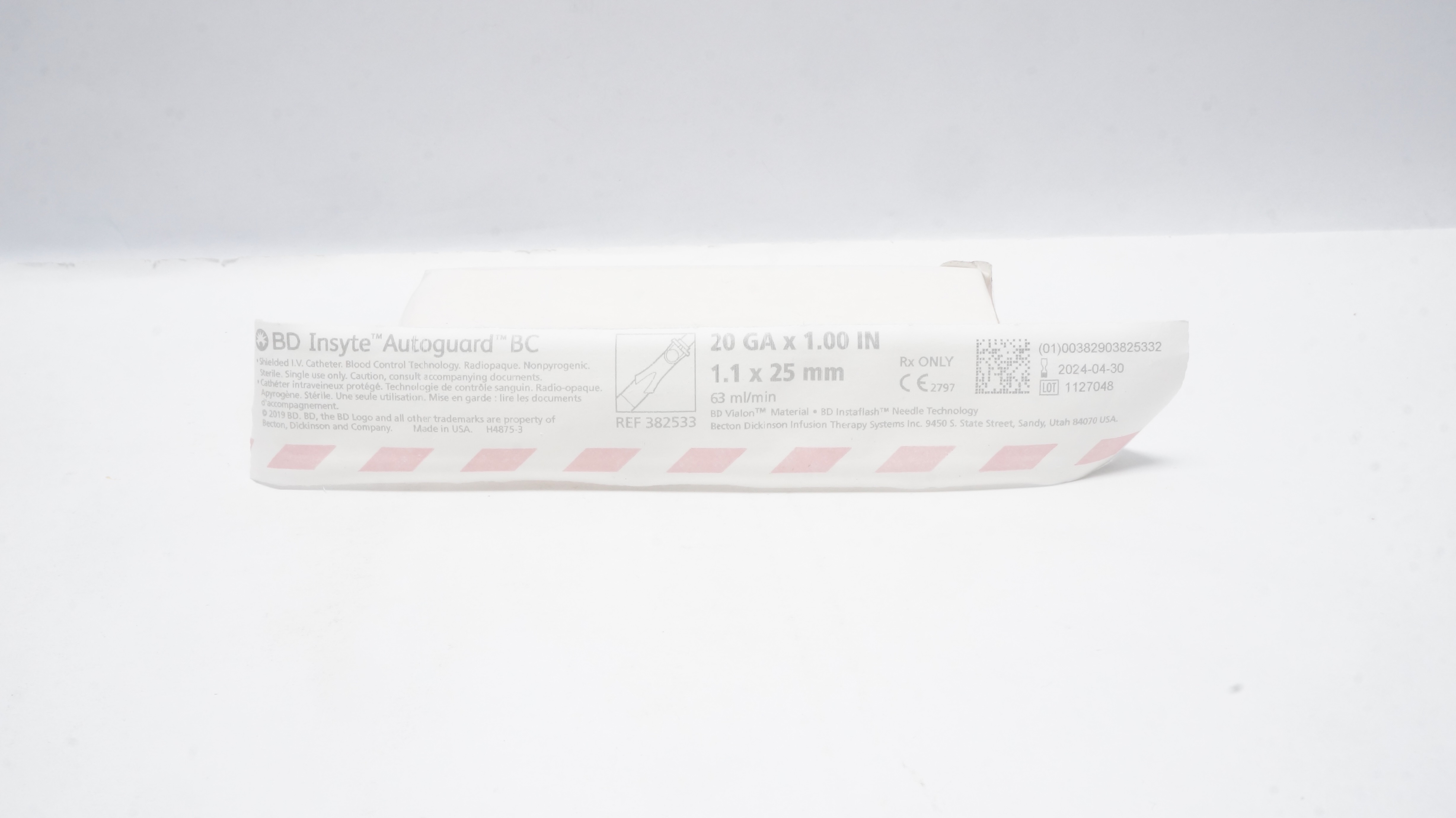 BD 382533 Insyte Autoguard BC Shielded IV Cath. 20Ga x 1.00inch 63ml/min (x)