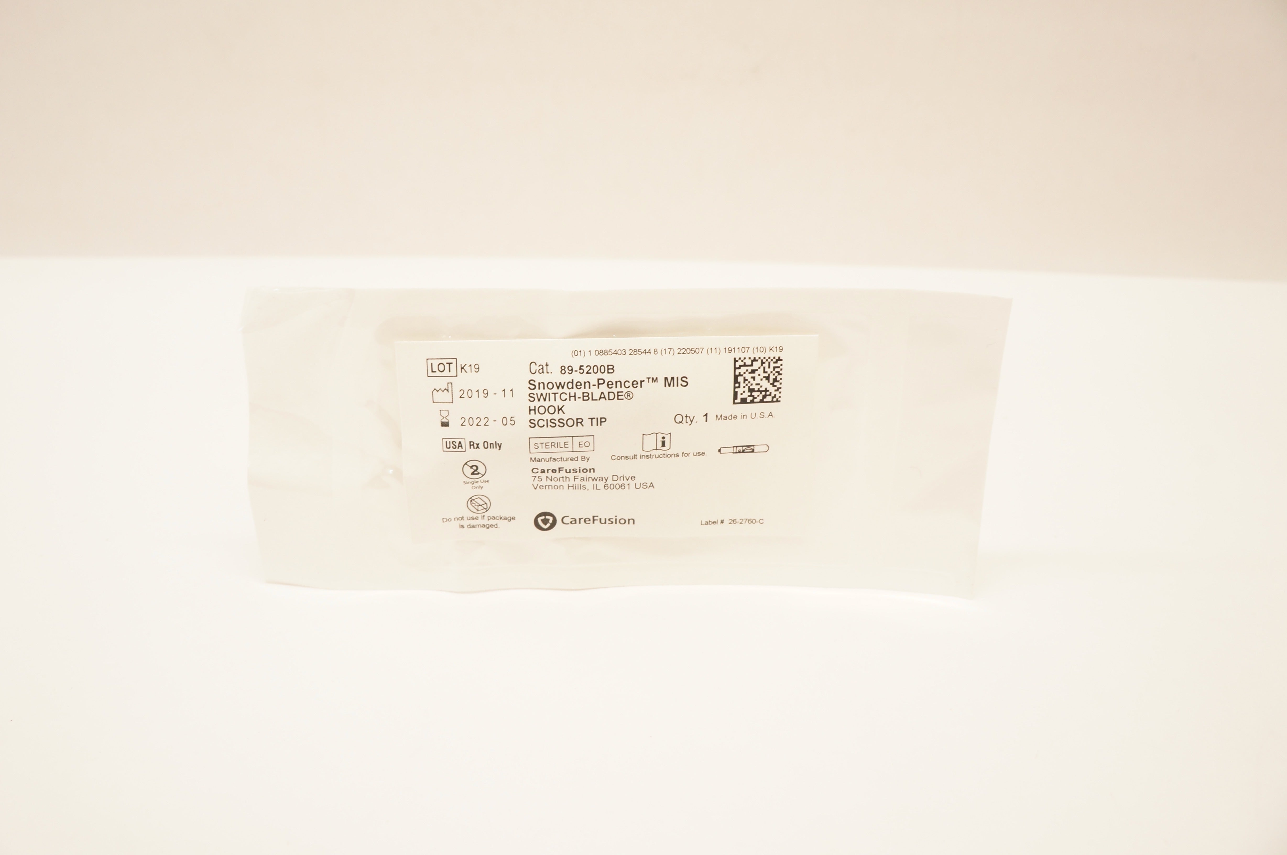 CareFusion 89-5200B Snowden-Pencer MIS Switch-Balde Hook Scissor Tip (x)