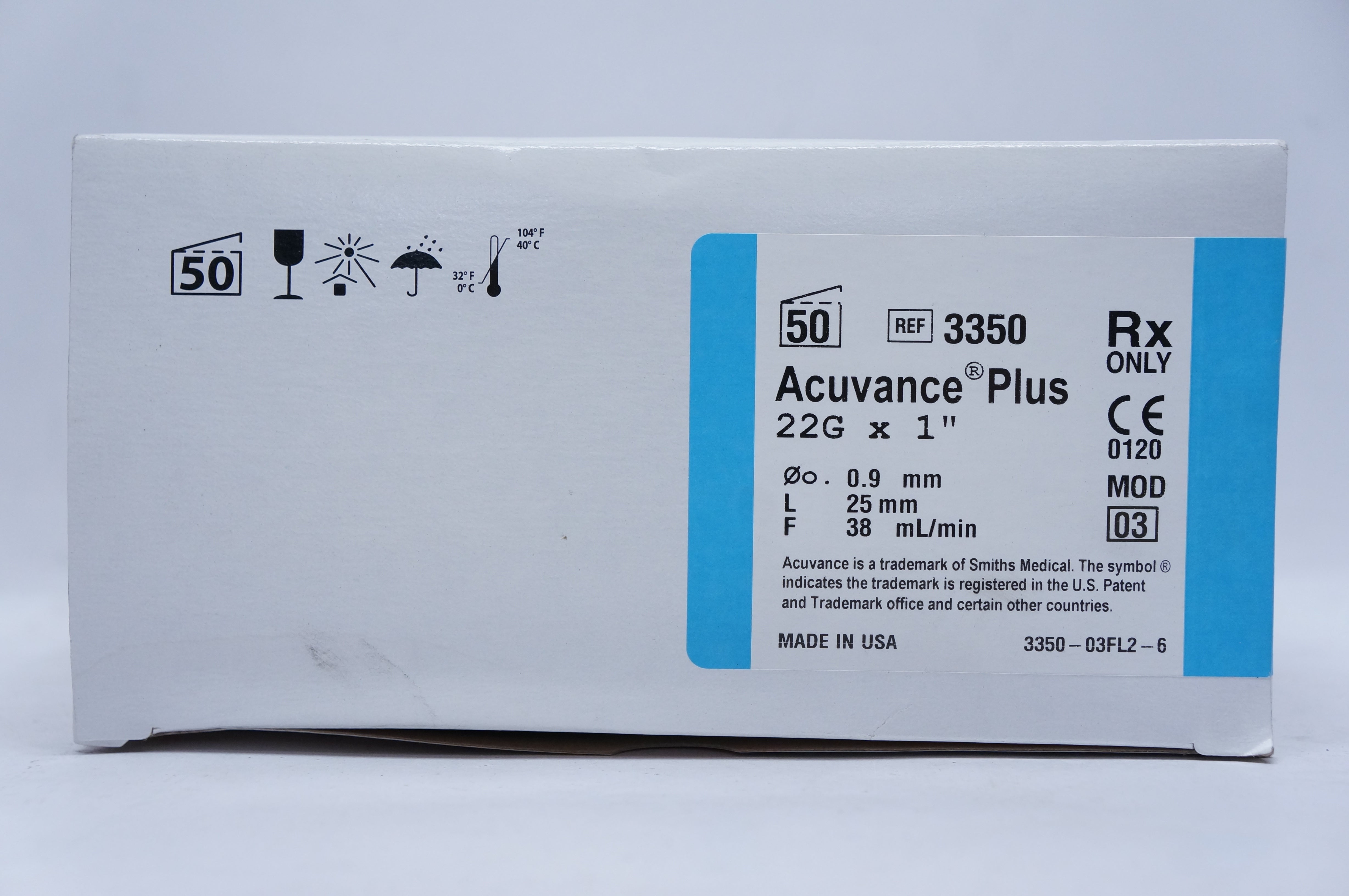 Smiths Medical 3350 Acuvance Plus 22G x 1inch (x) - Box of 50