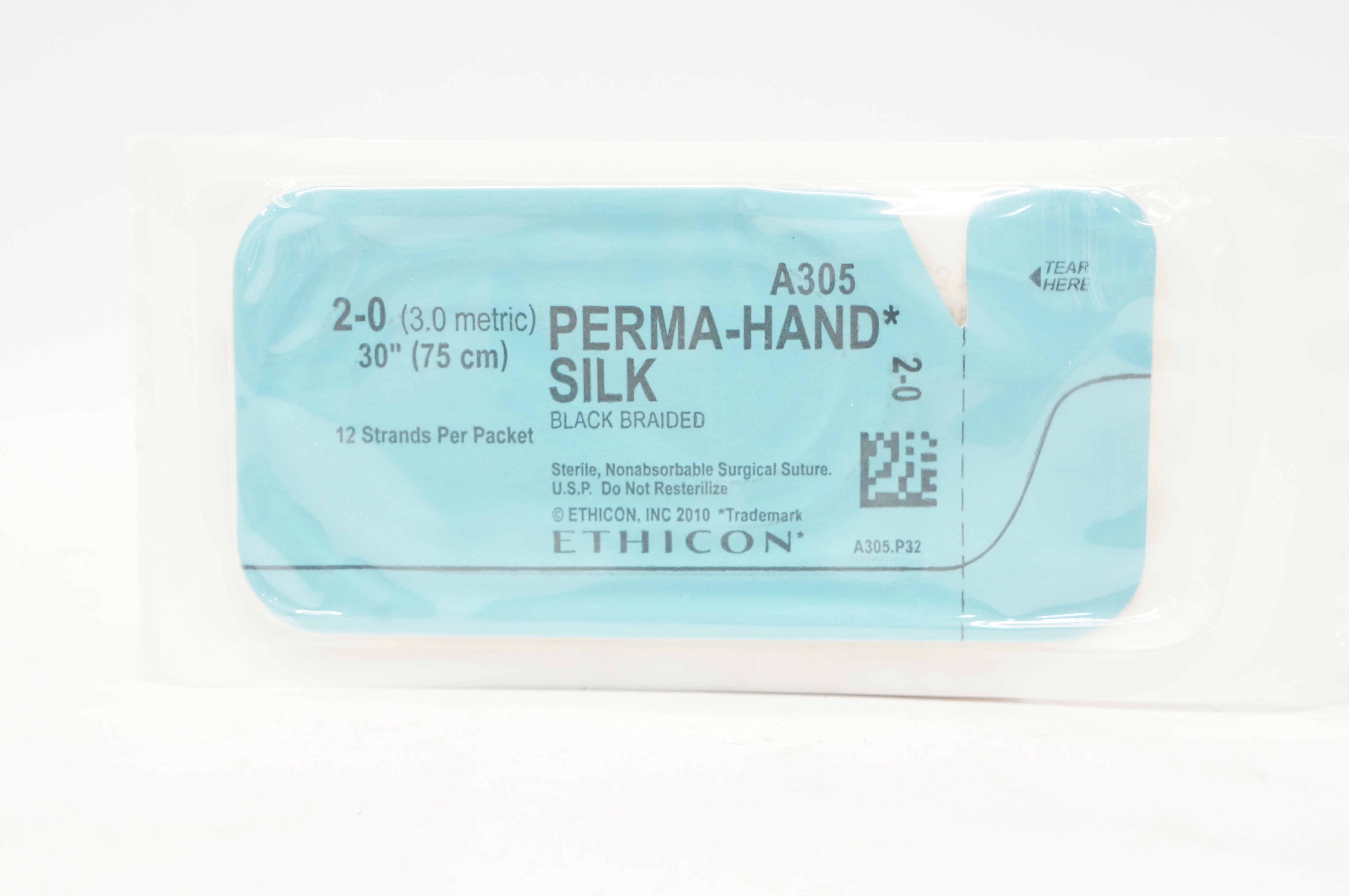 Ethicon A305 2-0 Perma-Hand Silk Black Braided Stre 30inch