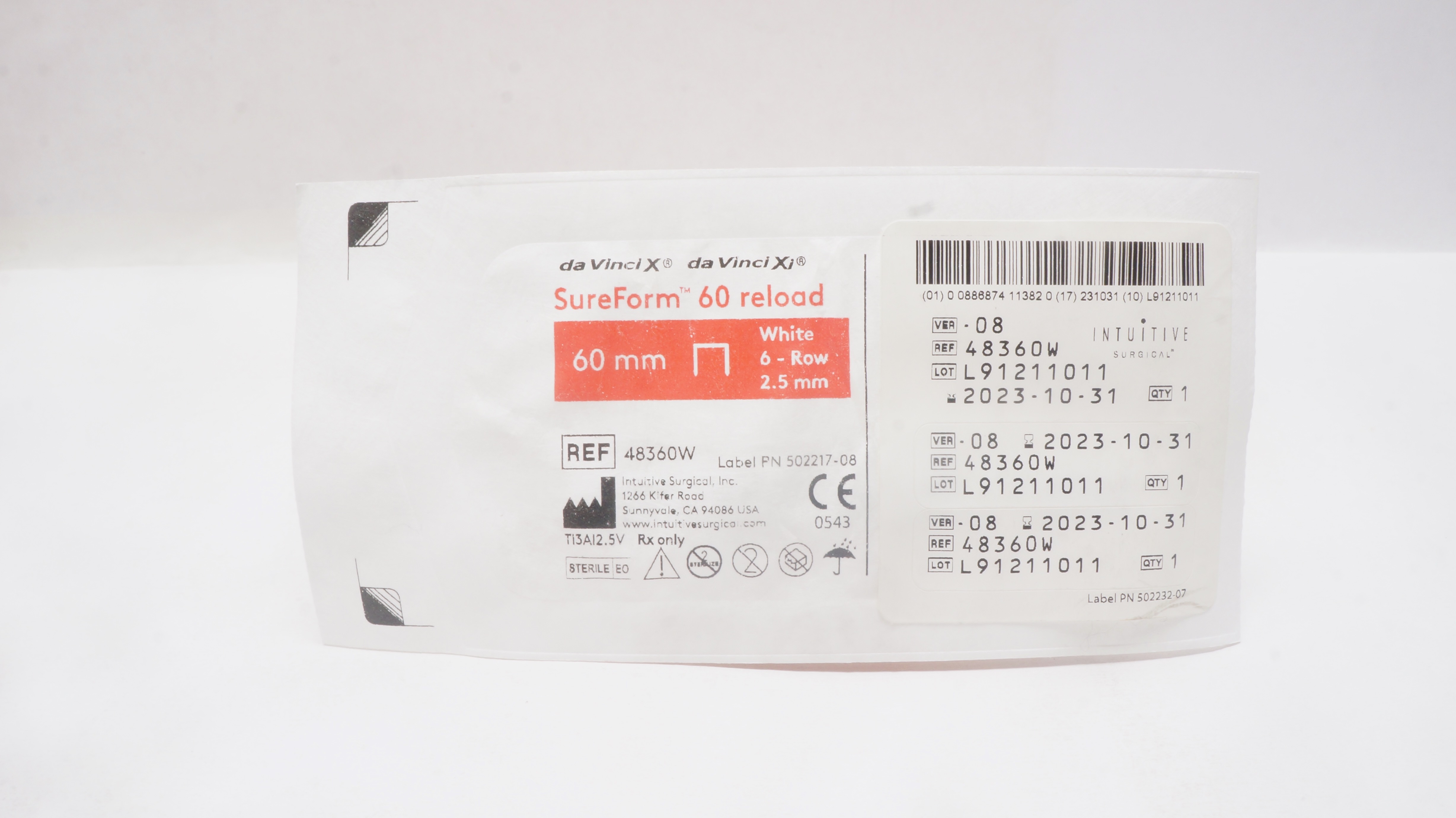 Intuitive 48360W Da Vinci X, Xi SureForm 60mm Reload, White 6-Row 2.5mm
